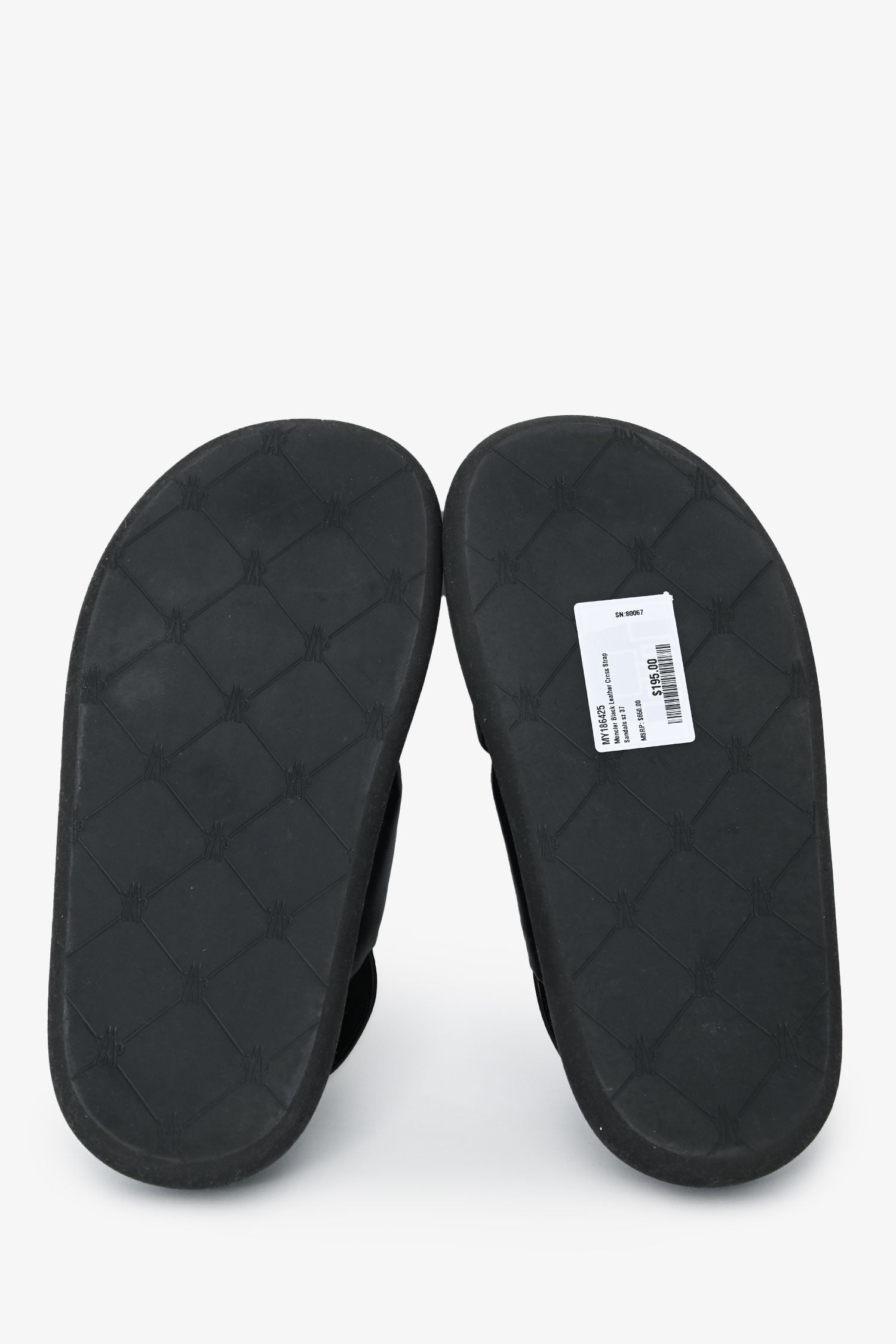 Moncler Black Leather Cross Strap Sandals Size 37