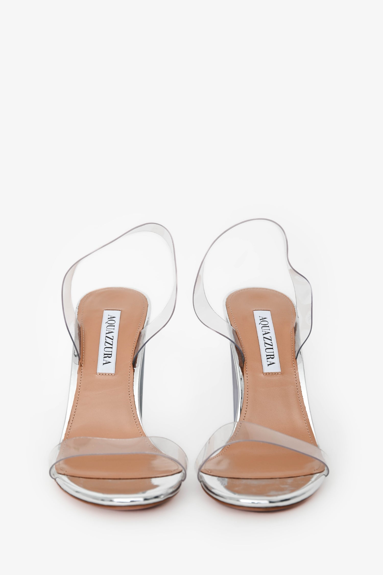 Aquazzura So Nude Plexi Block Sandals 105 Size 37