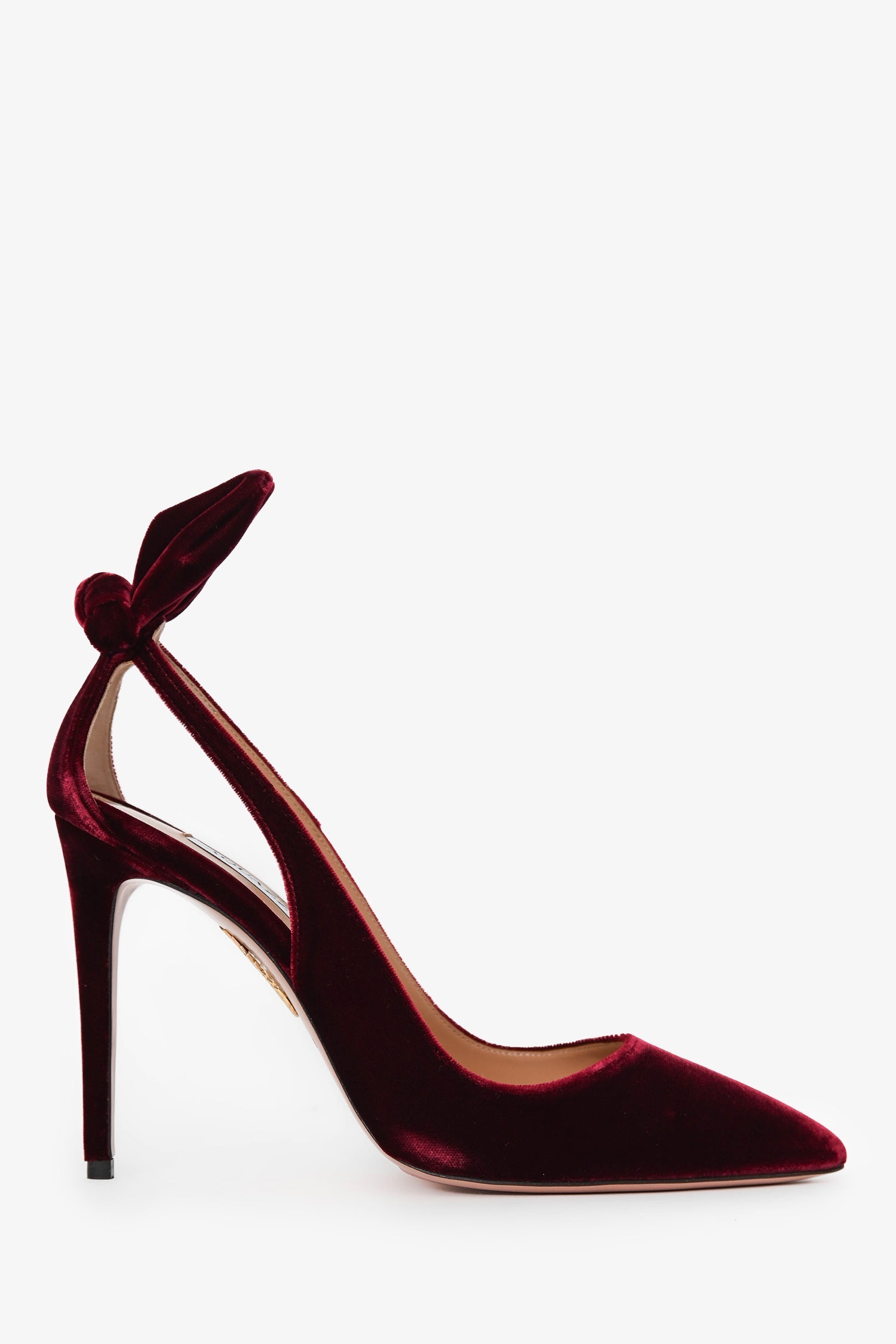 Aquazzura Burgundy Velvet Bow Tie Pumps 105 Size 38
