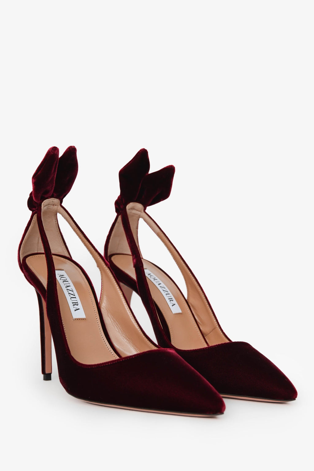 Aquazzura Burgundy Velvet Bow Tie Pumps 105 Size 38