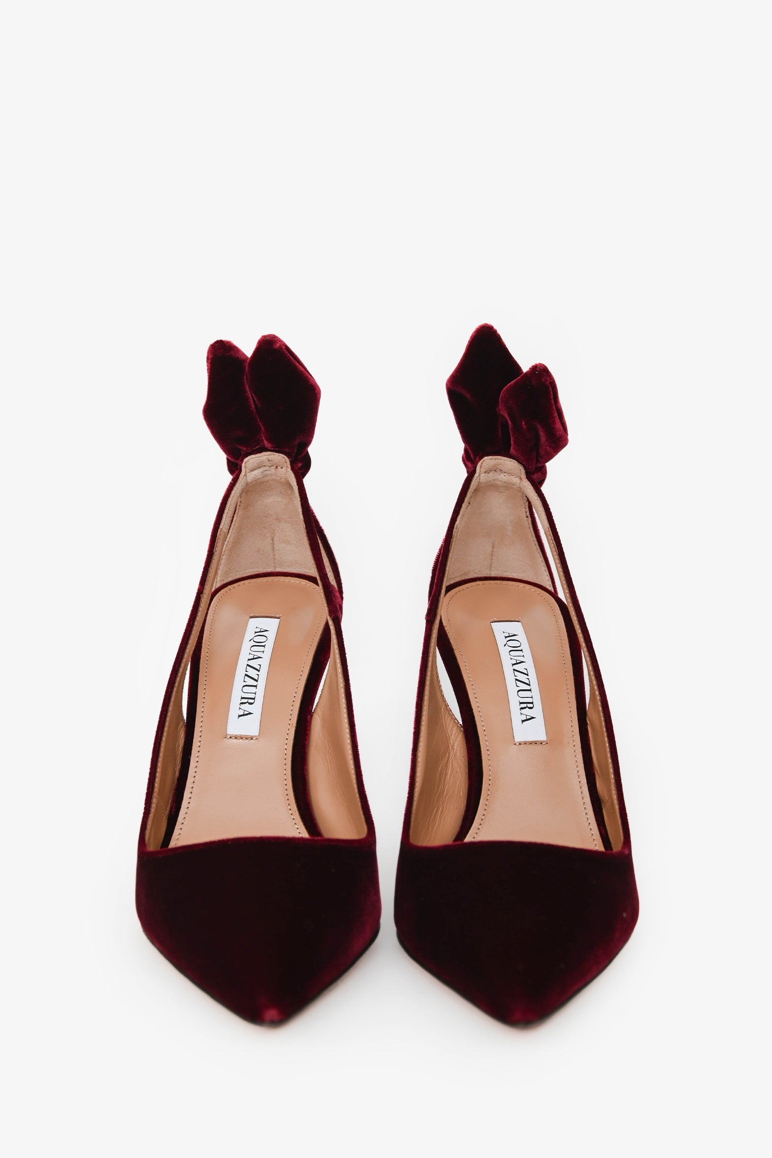Aquazzura Burgundy Velvet Bow Tie Pumps 105 Size 38