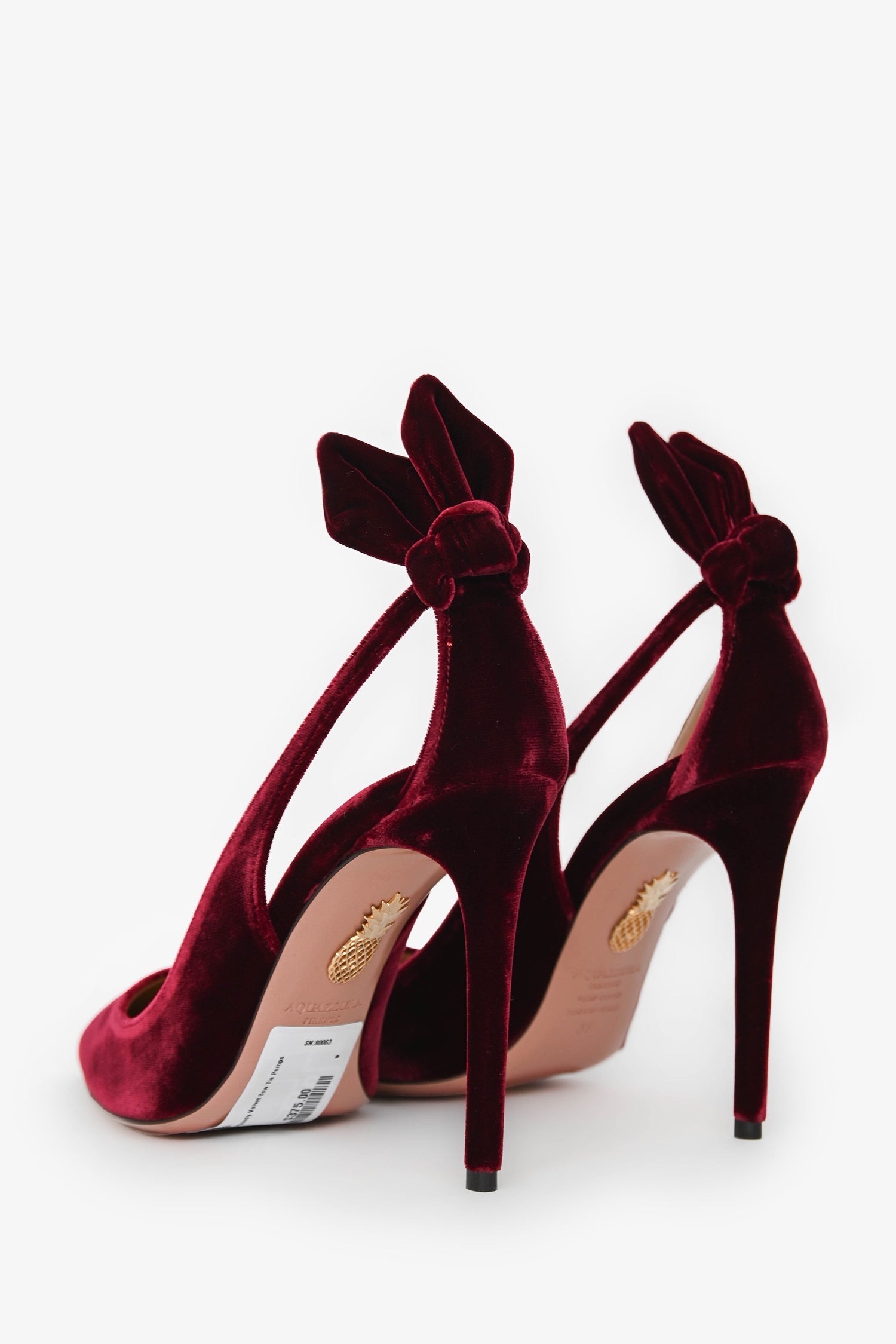 Aquazzura Burgundy Velvet Bow Tie Pumps 105 Size 38