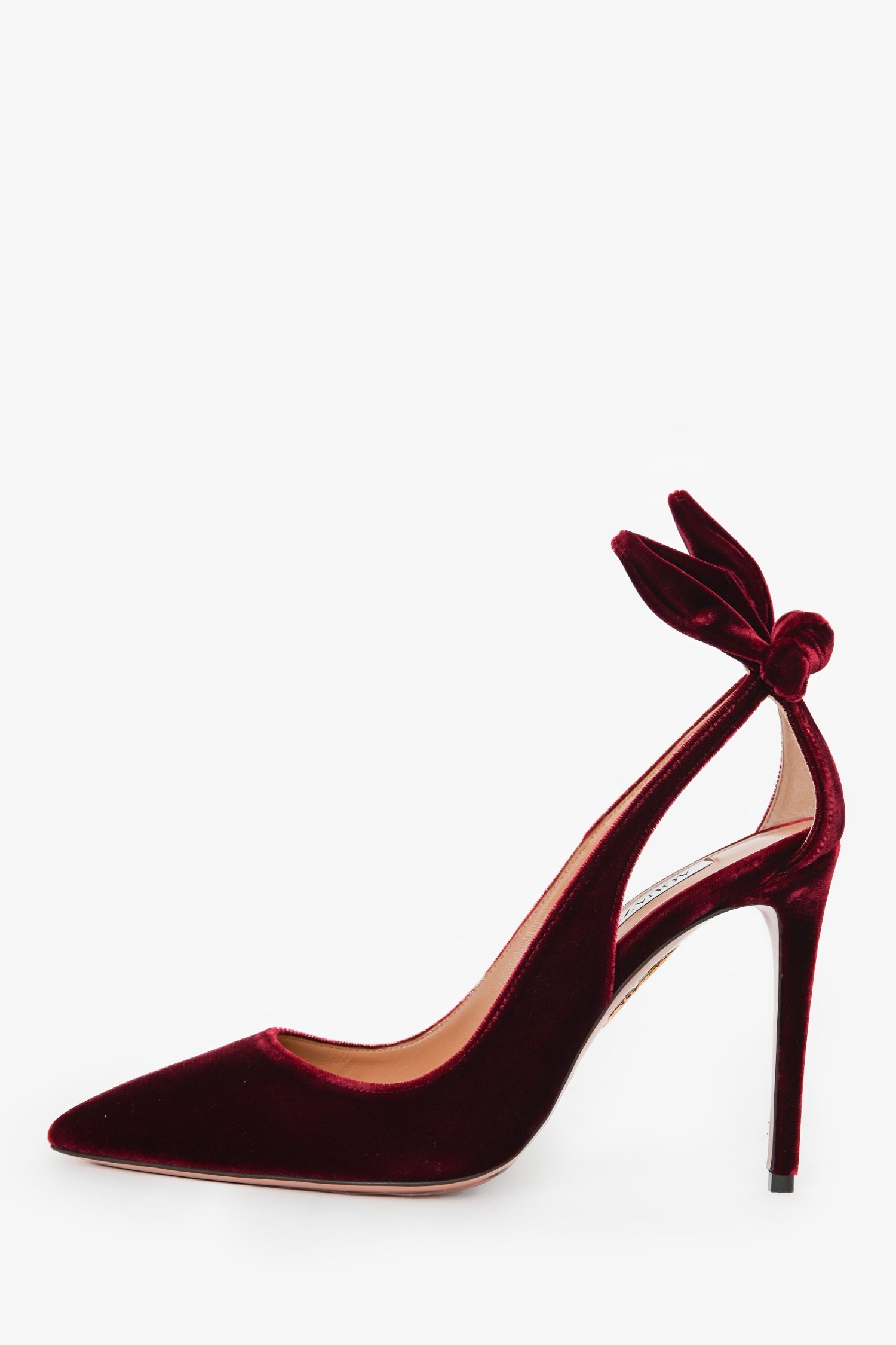 Aquazzura Burgundy Velvet Bow Tie Pumps 105 Size 38