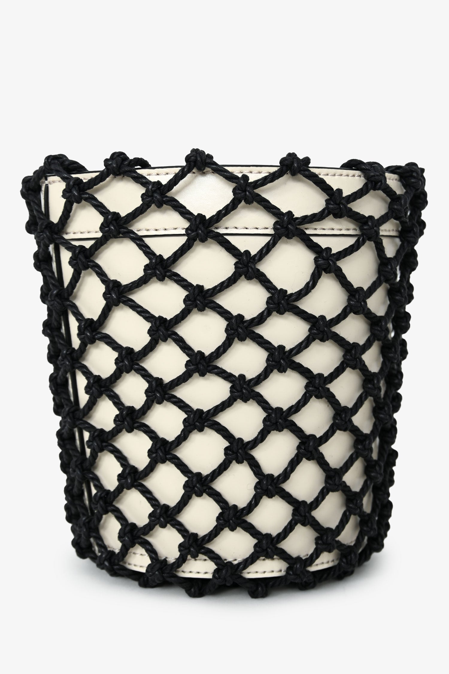 Staud Cream/Black Moreau Net Bucket Bag