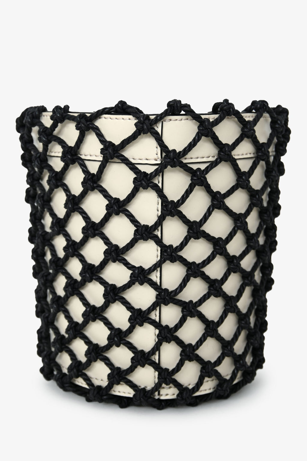 Staud Cream/Black Moreau Net Bucket Bag