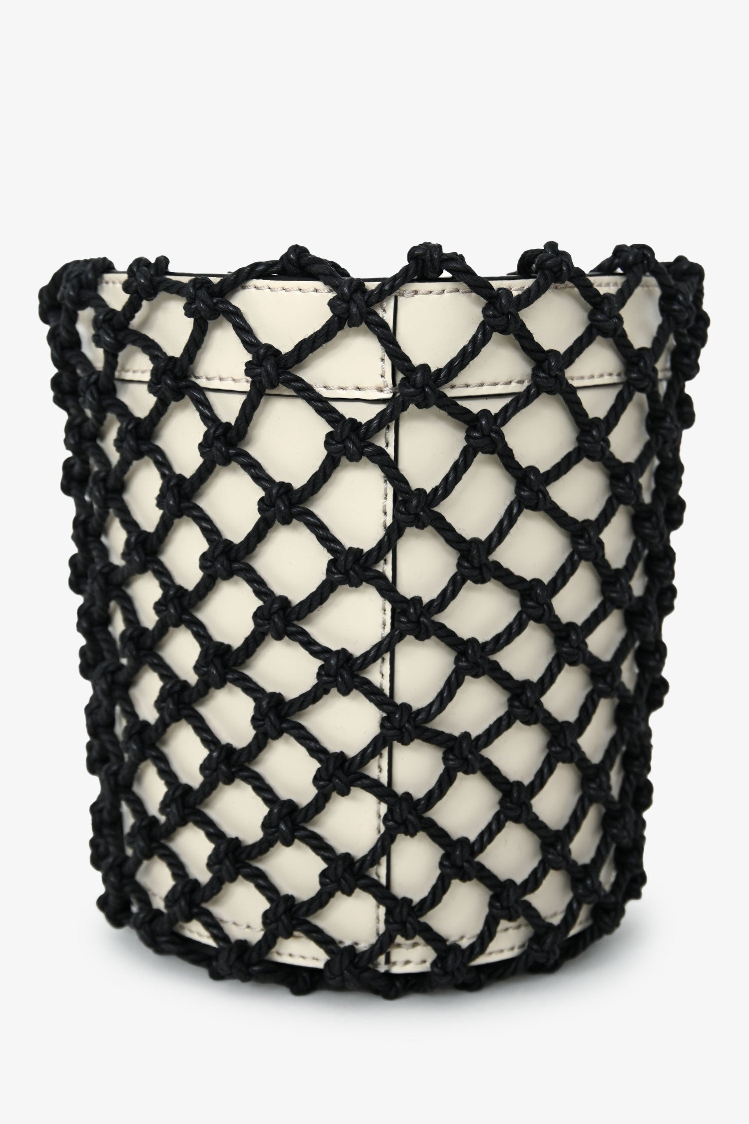 Staud Cream/Black Moreau Net Bucket Bag