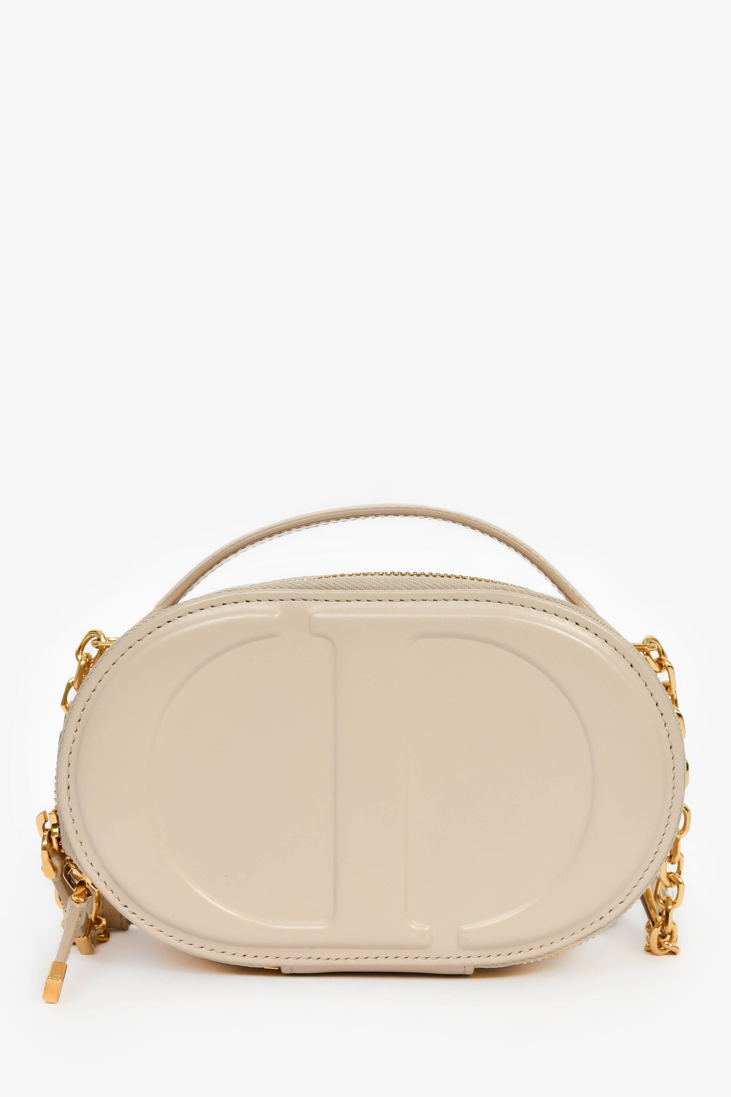 Christian Dior 2023 Beige Leather Oval Camera Crossbody Bag