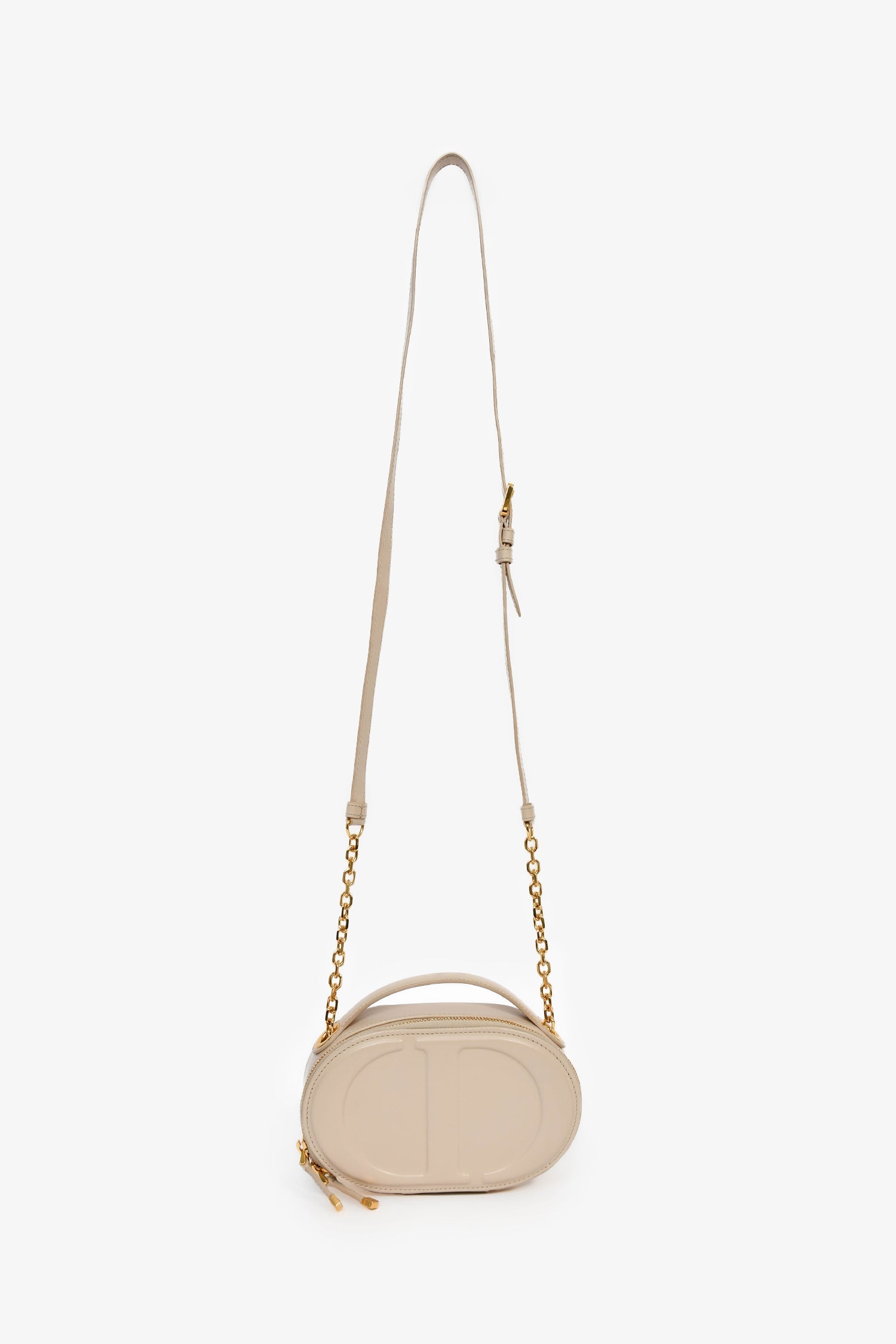 Christian Dior 2023 Beige Leather Oval Camera Crossbody Bag