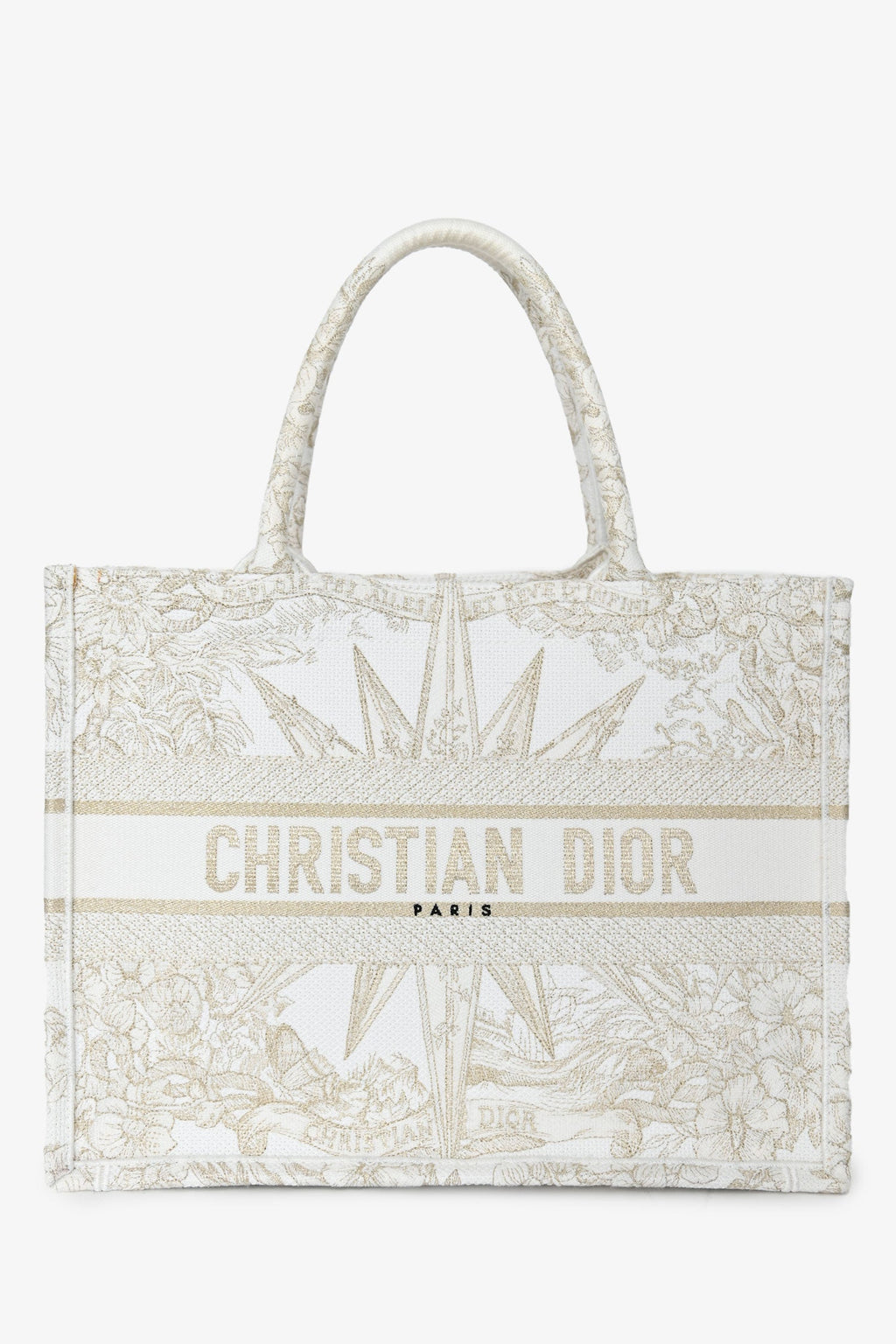 Christian Dior 2022 Metallic & White Canvas Medium Book Tote