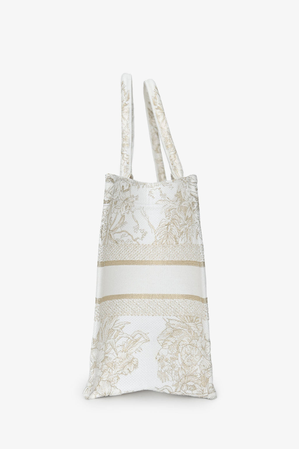 Christian Dior 2022 Metallic & White Canvas Medium Book Tote