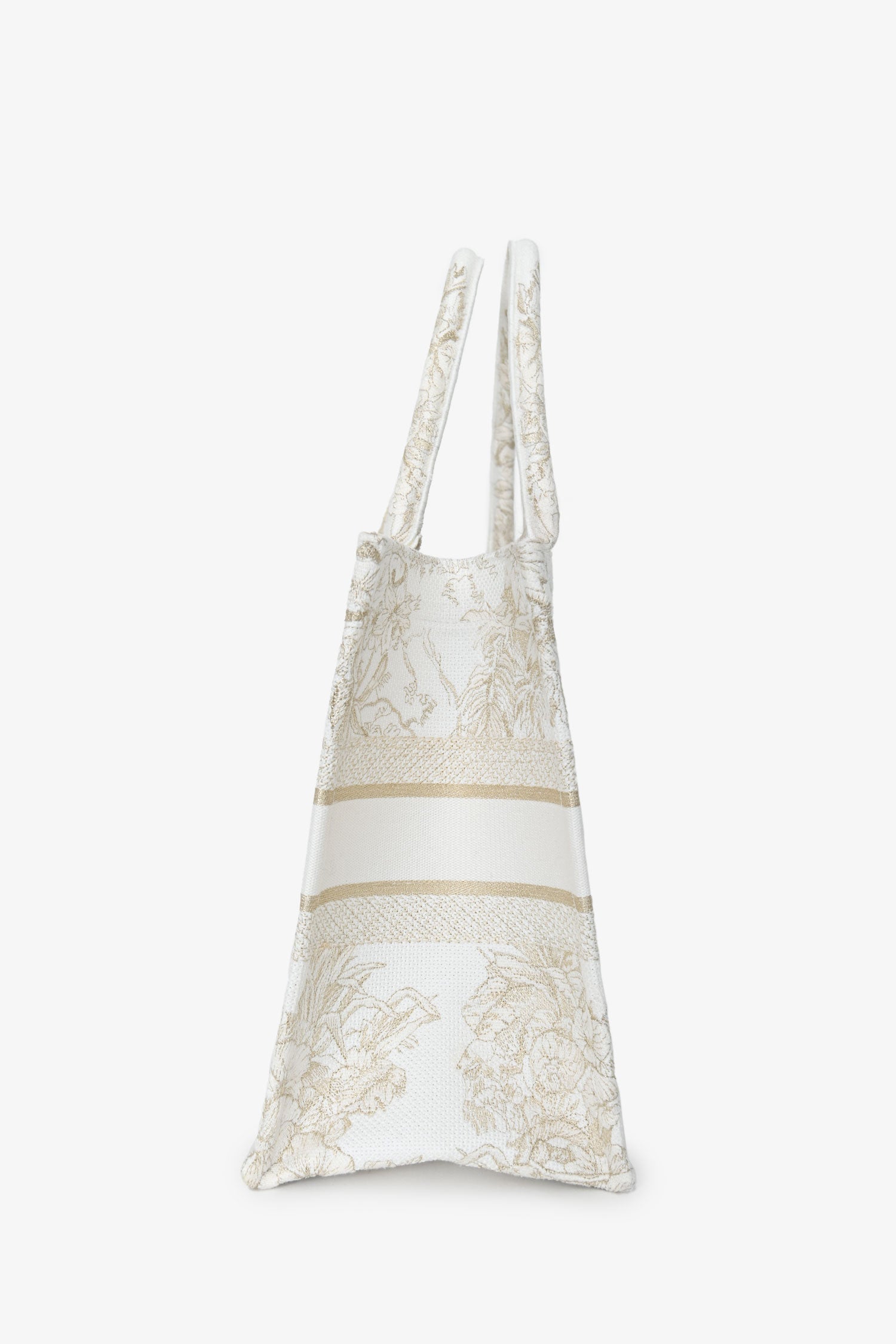 Christian Dior 2022 Metallic & White Canvas Medium Book Tote