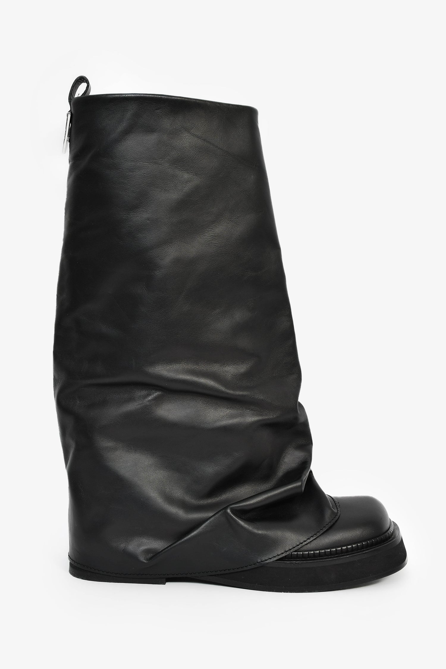 The Attico Black Leather 'Robin' Combat Boots Size 38
