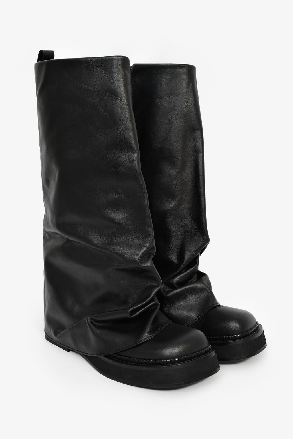 The Attico Black Leather 'Robin' Combat Boots Size 38