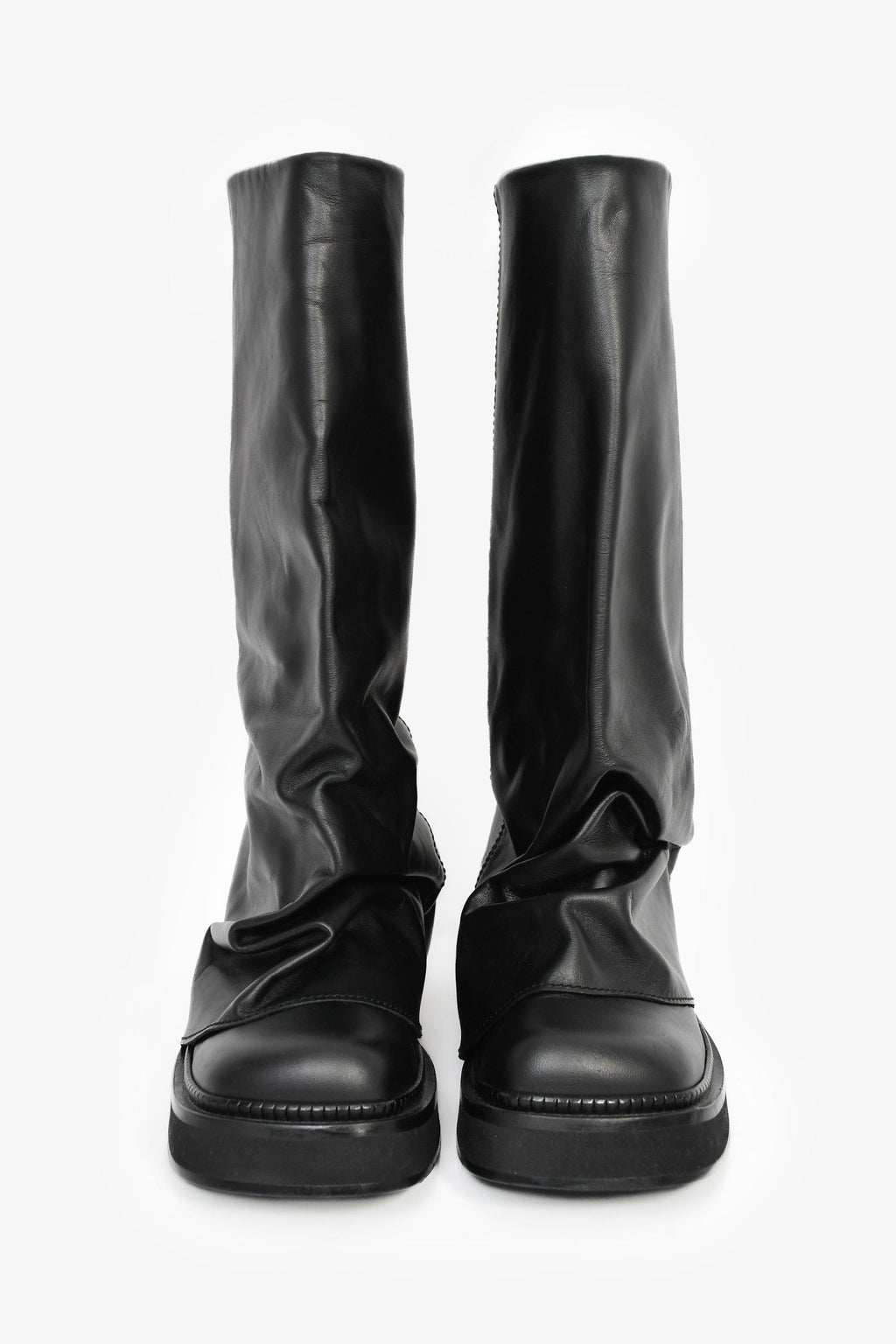 The Attico Black Leather 'Robin' Combat Boots Size 38