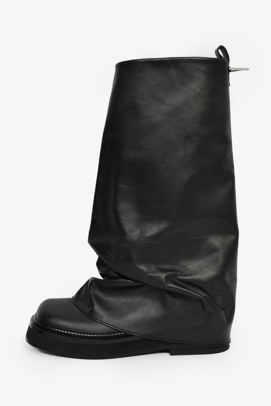 The Attico Black Leather 'Robin' Combat Boots Size 38