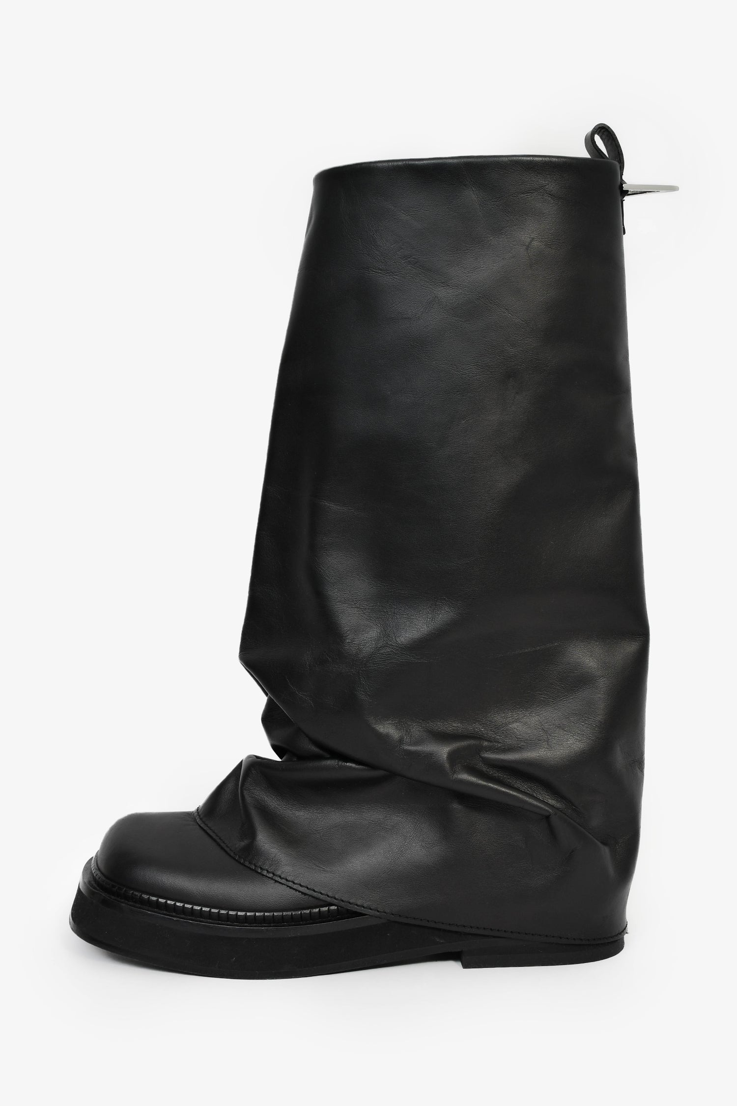The Attico Black Leather 'Robin' Combat Boots Size 38