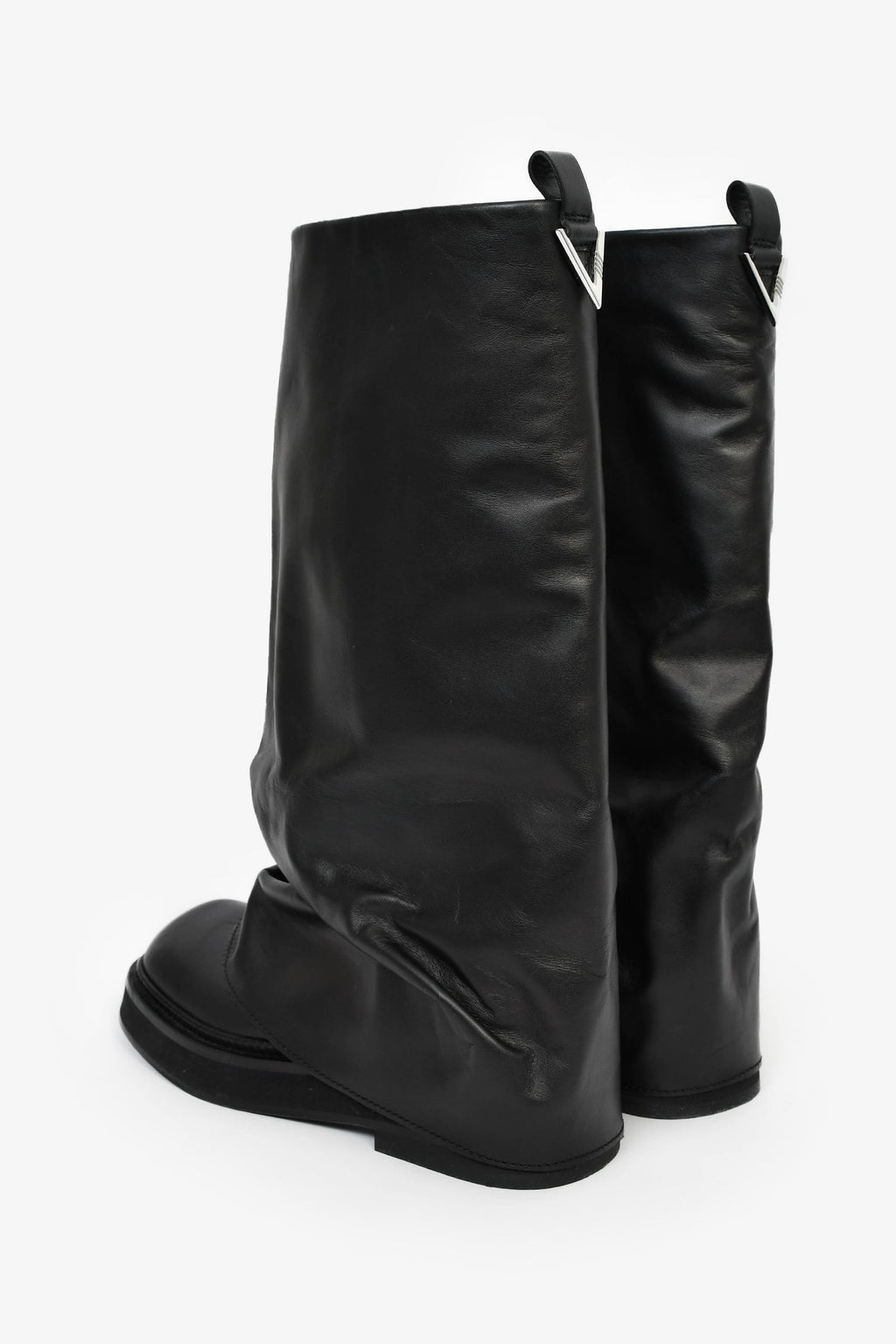 The Attico Black Leather 'Robin' Combat Boots Size 38