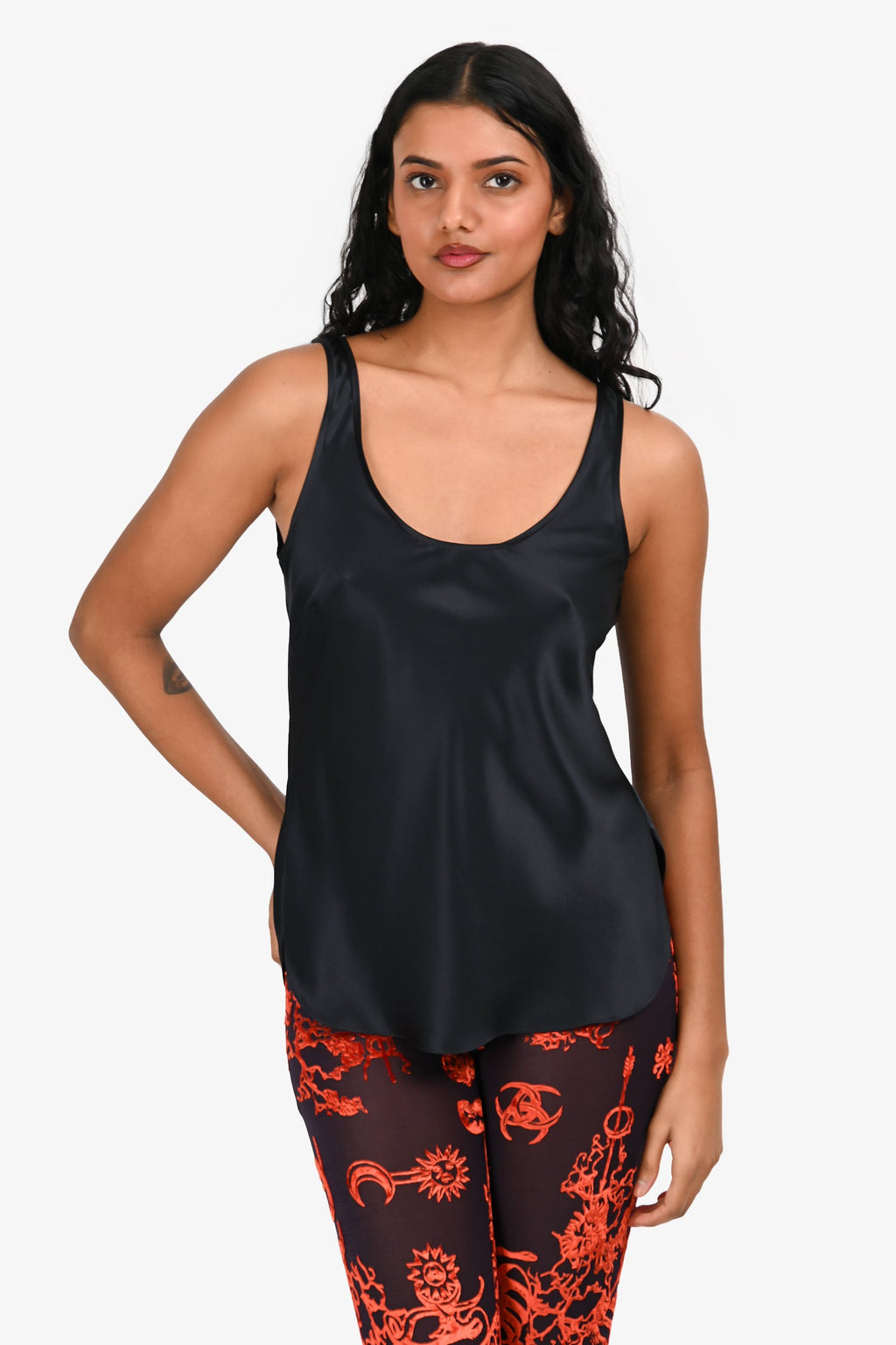 Dorothee Schumacher Navy Satin Tank Top Estimated Size S