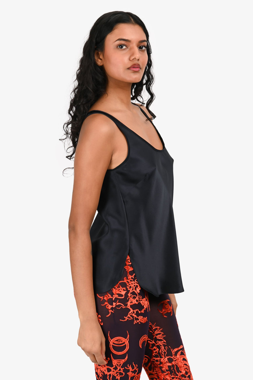 Dorothee Schumacher Navy Satin Tank Top Estimated Size S