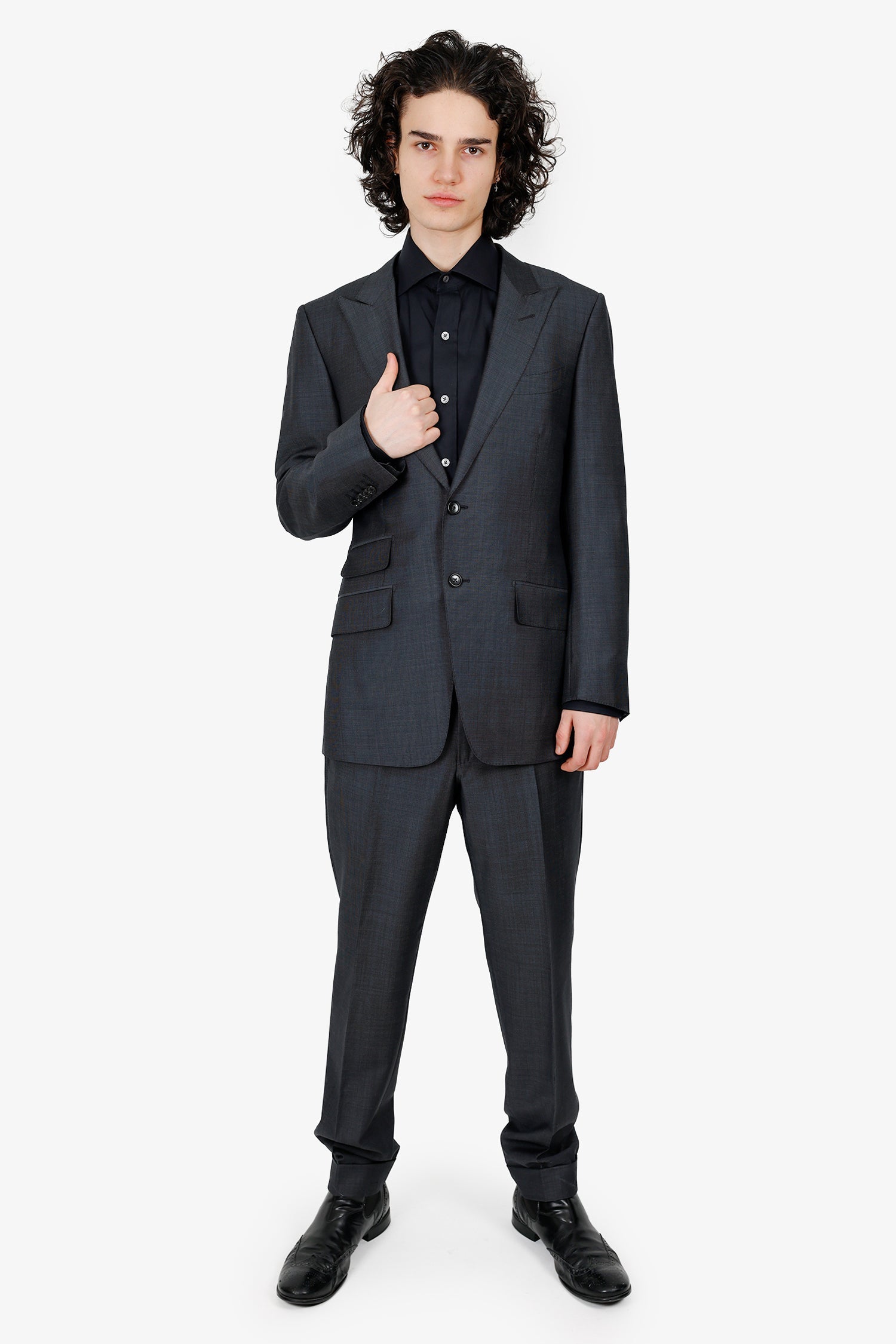 Tom Ford Dark Grey Wool Two-Piece Suits Size 48 Mens