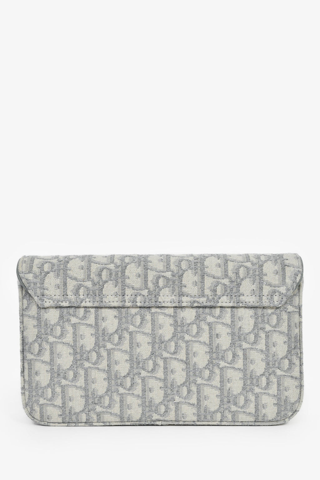 Christian Dior 2023 Grey Oblique Canvas Medium Saddle Pouch With Chain