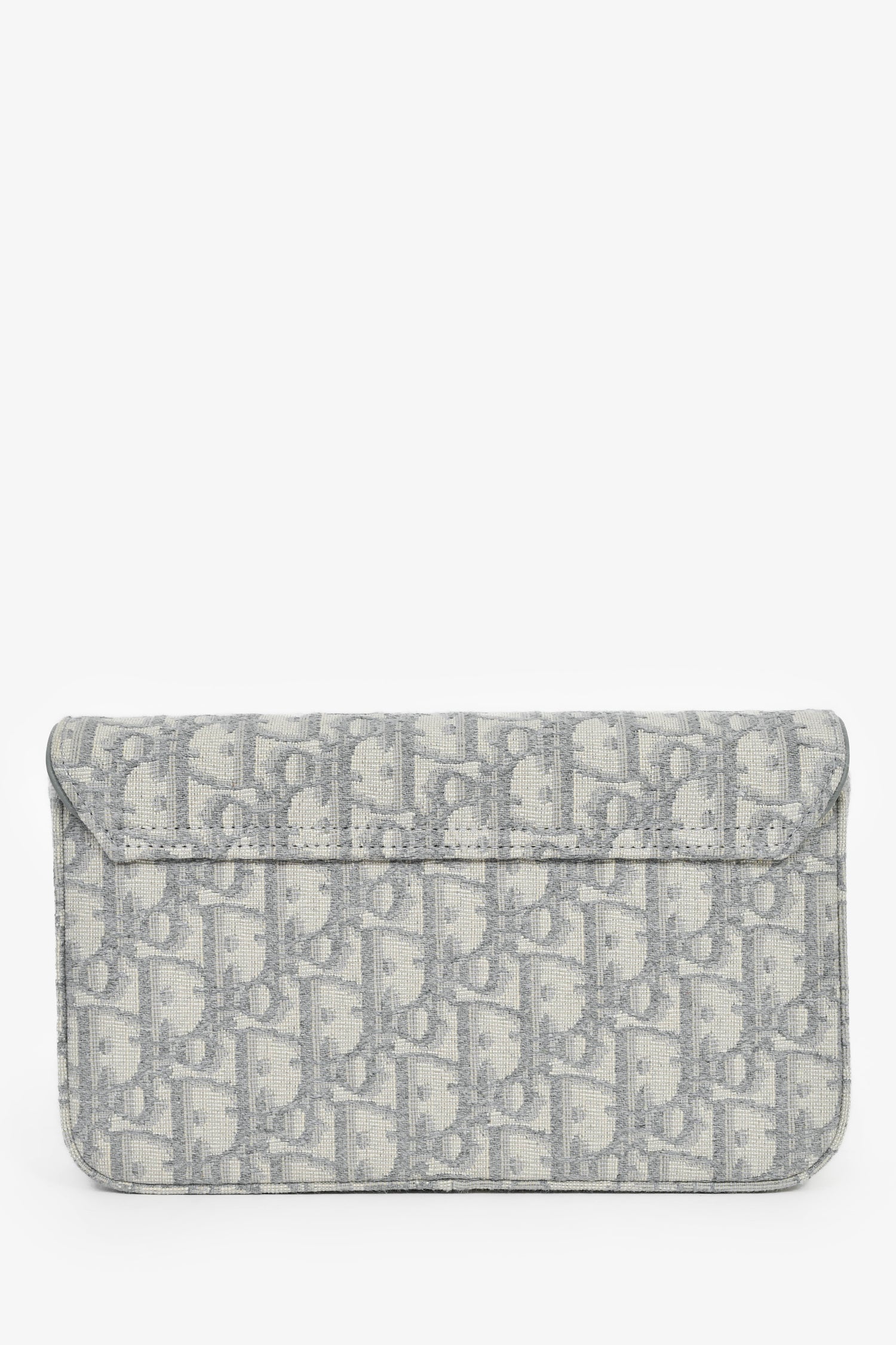 Christian Dior 2023 Grey Oblique Canvas Medium Saddle Pouch With Chain
