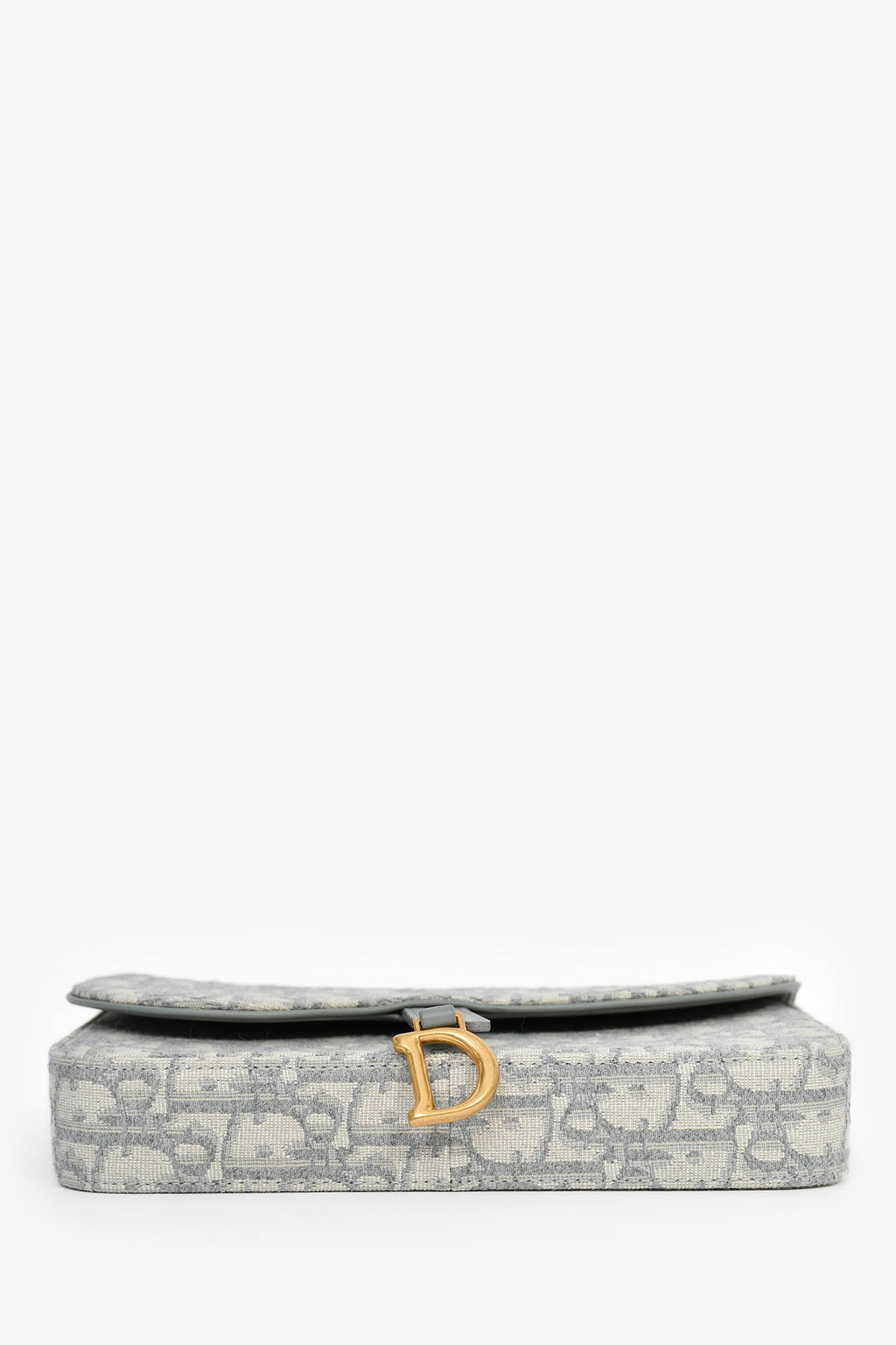 Christian Dior 2023 Grey Oblique Canvas Medium Saddle Pouch With Chain