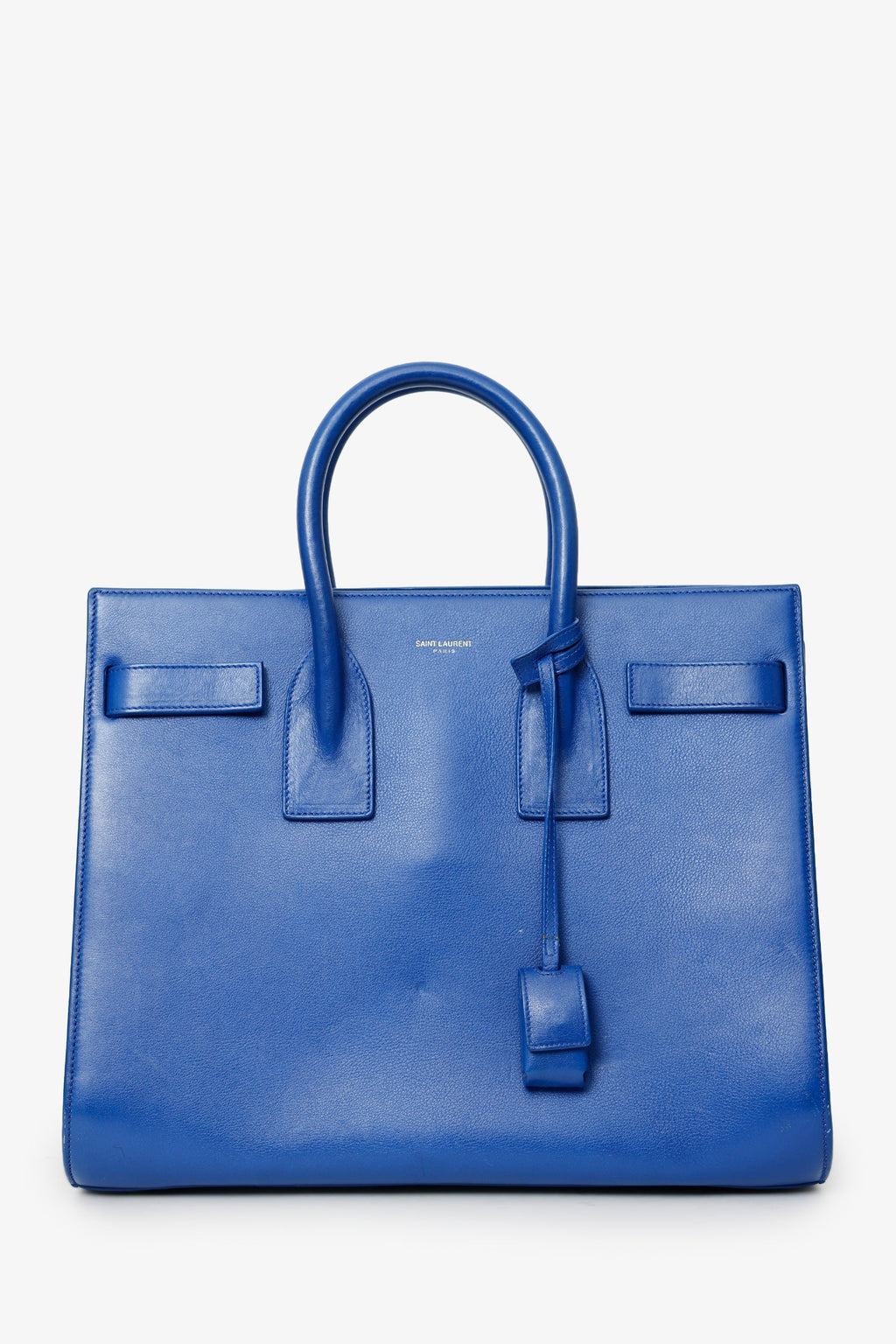 Saint Laurent Blue Leather Small Sac De Jour with Strap