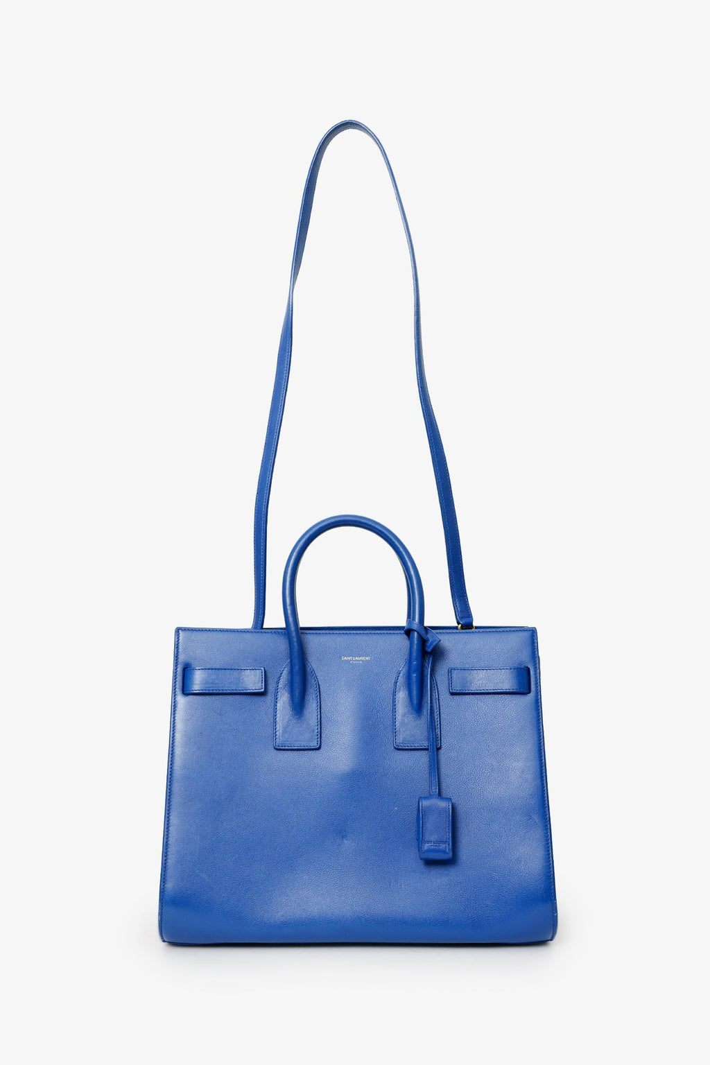 Saint Laurent Blue Leather Small Sac De Jour with Strap