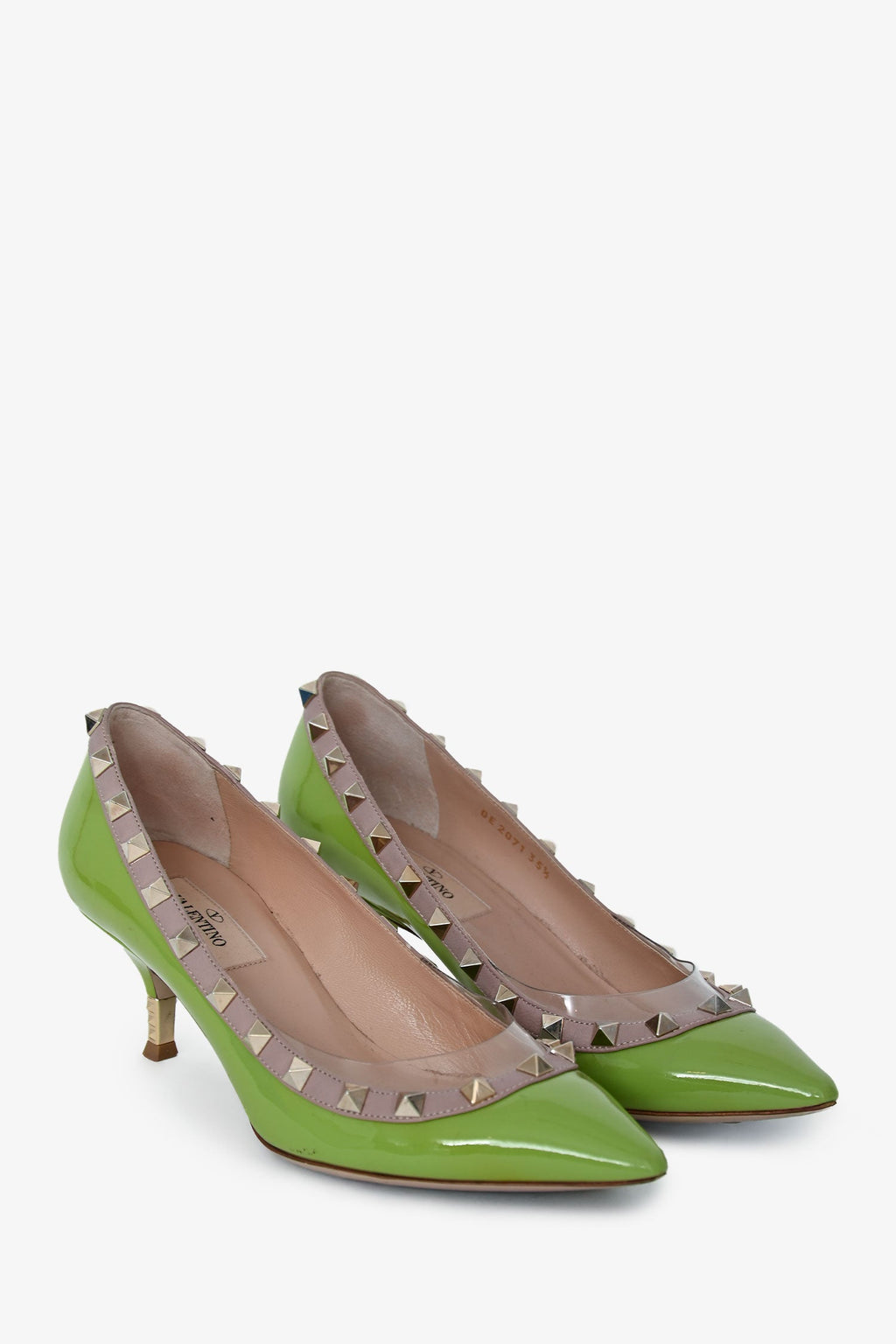 Valentino Green Patent Leather Rockstud Heels Size 35.5