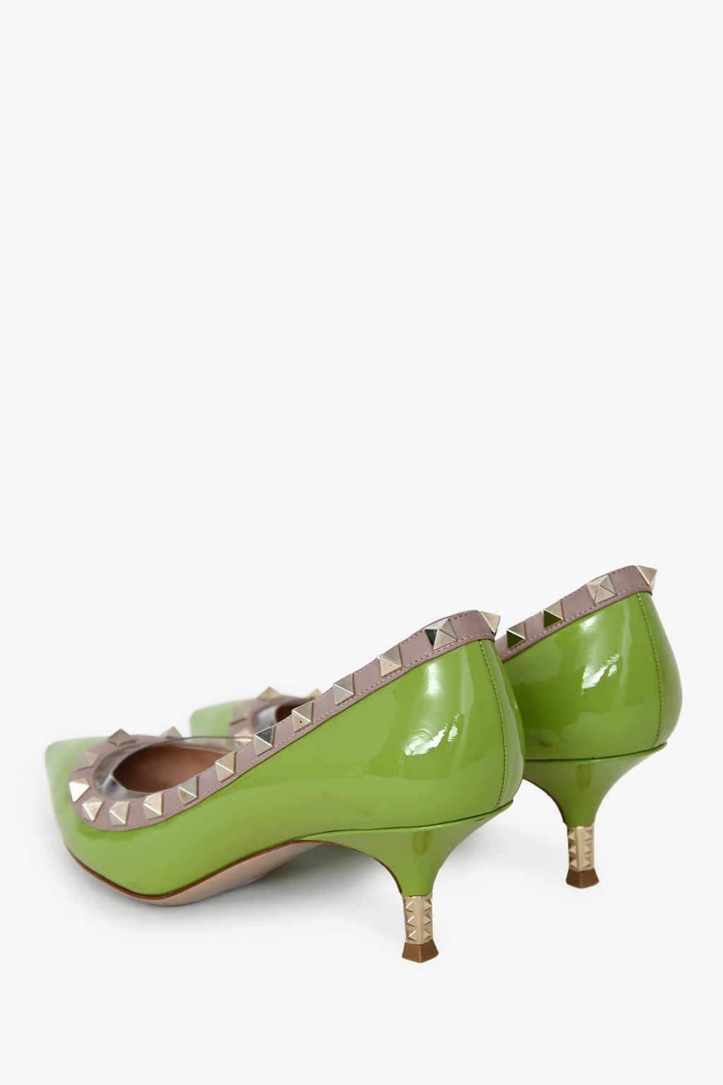 Valentino Green Patent Leather Rockstud Heels Size 35.5
