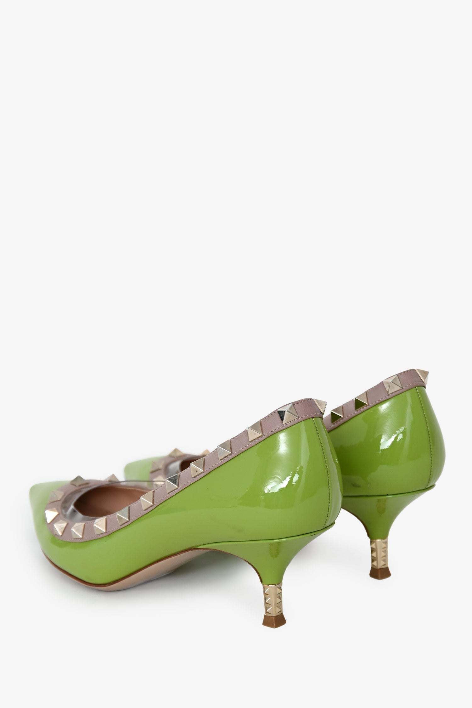 Valentino Green Patent Leather Rockstud Heels Size 35.5