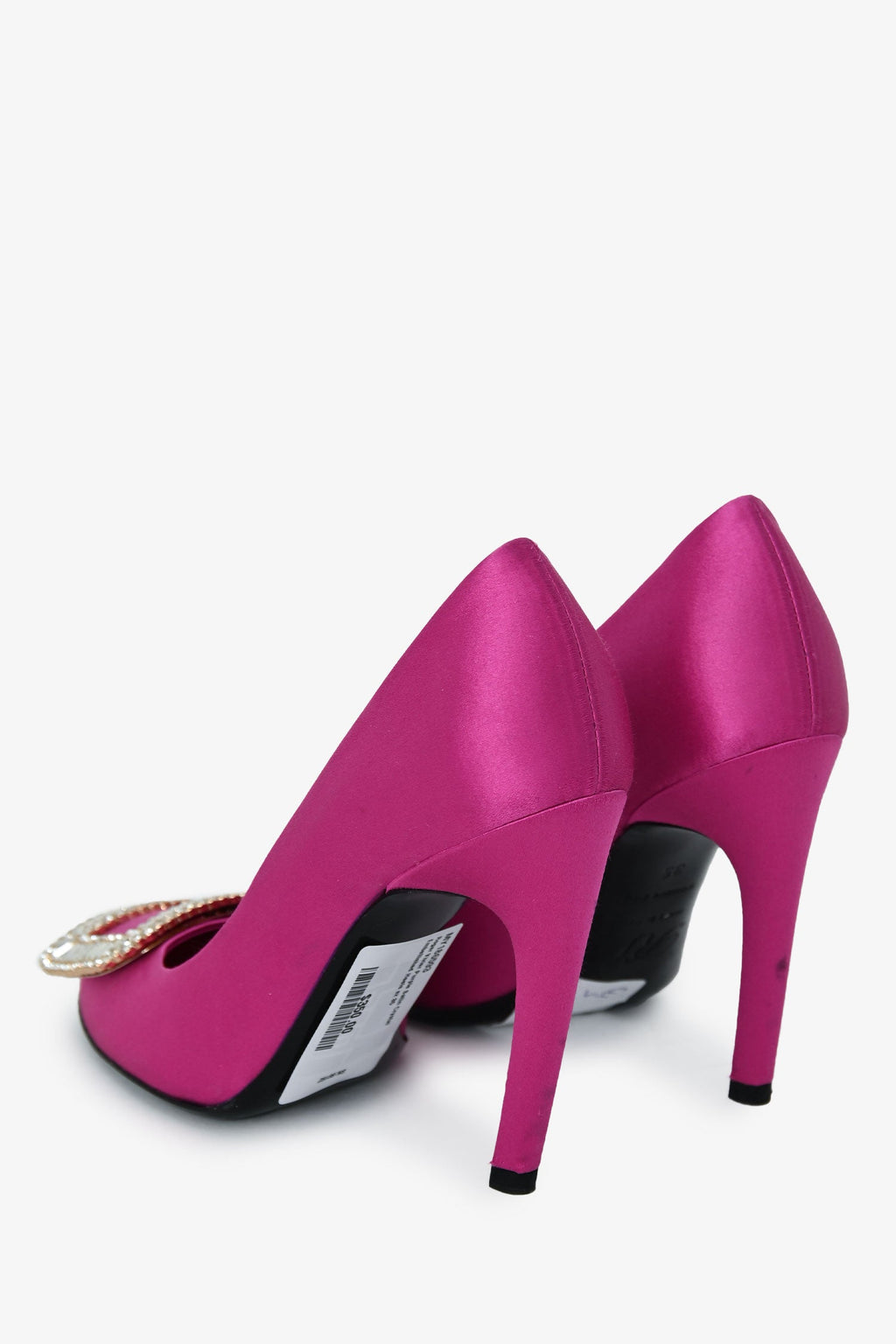 Roger Vivier Purple Satin Crystal Embellished Heels Size 35