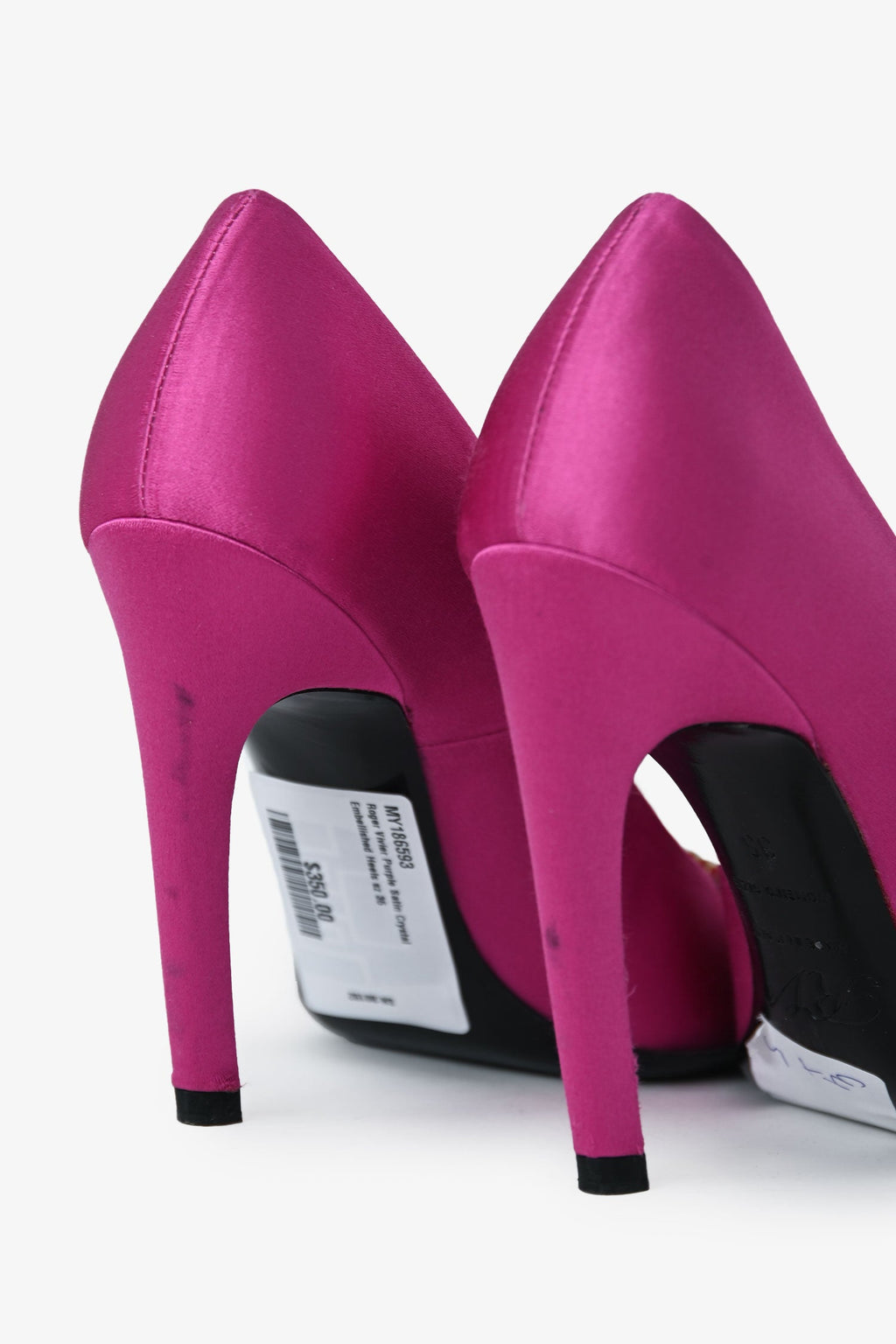 Roger Vivier Purple Satin Crystal Embellished Heels Size 35