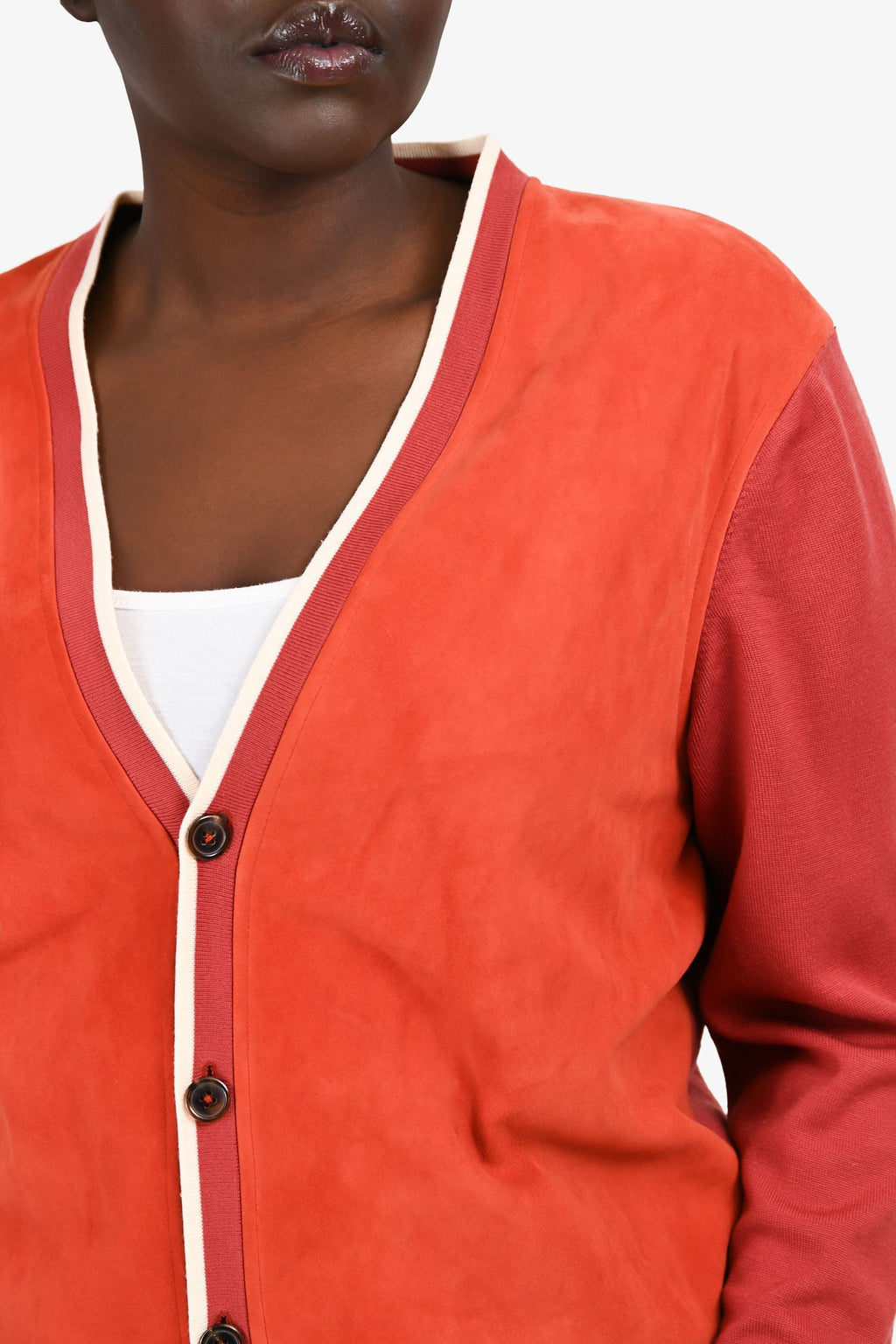 Hermès Orange Suede Leather/Wool Trim Detailed igan Size XL Men