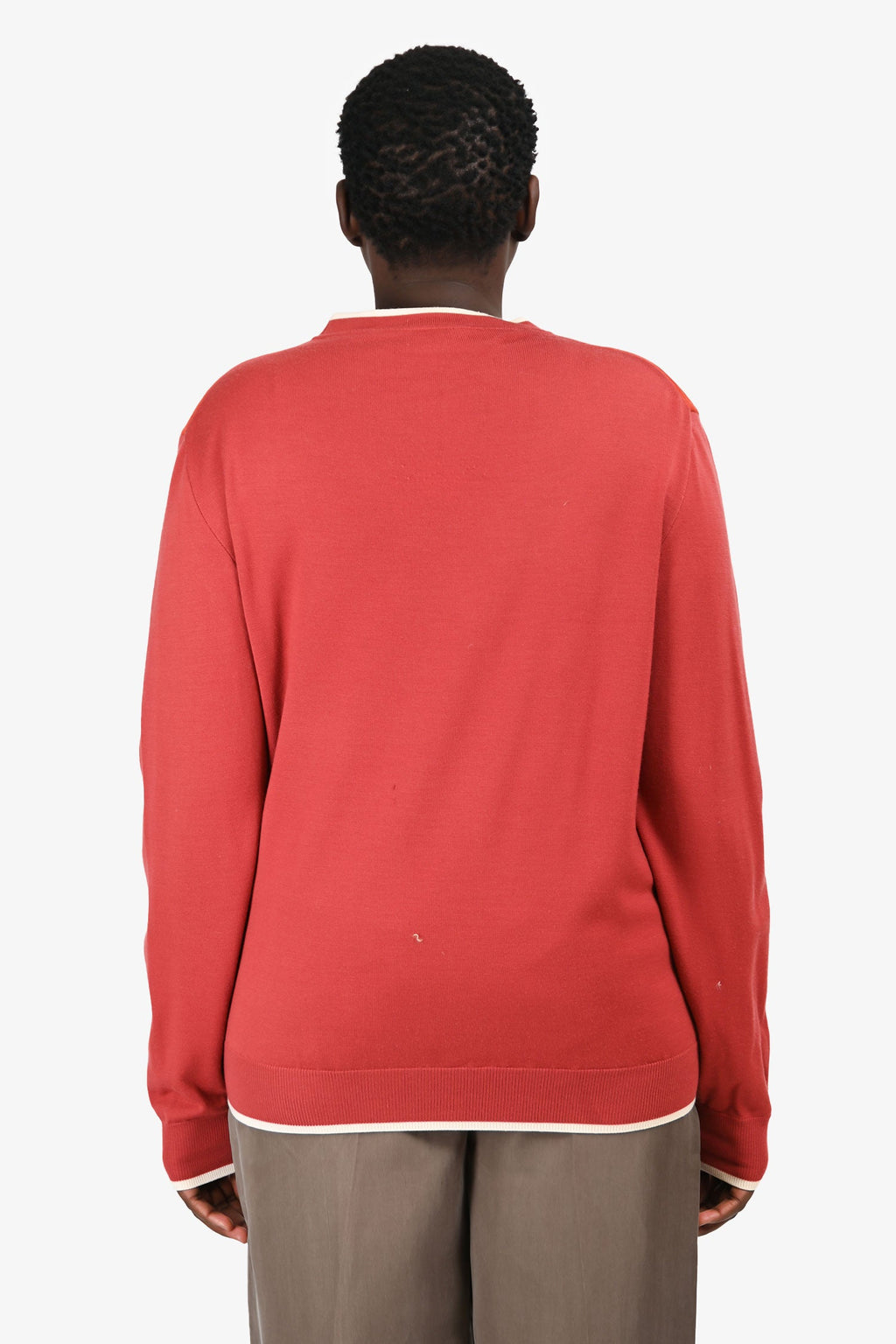 Hermès Orange Suede Leather/Wool Trim Detailed igan Size XL Men