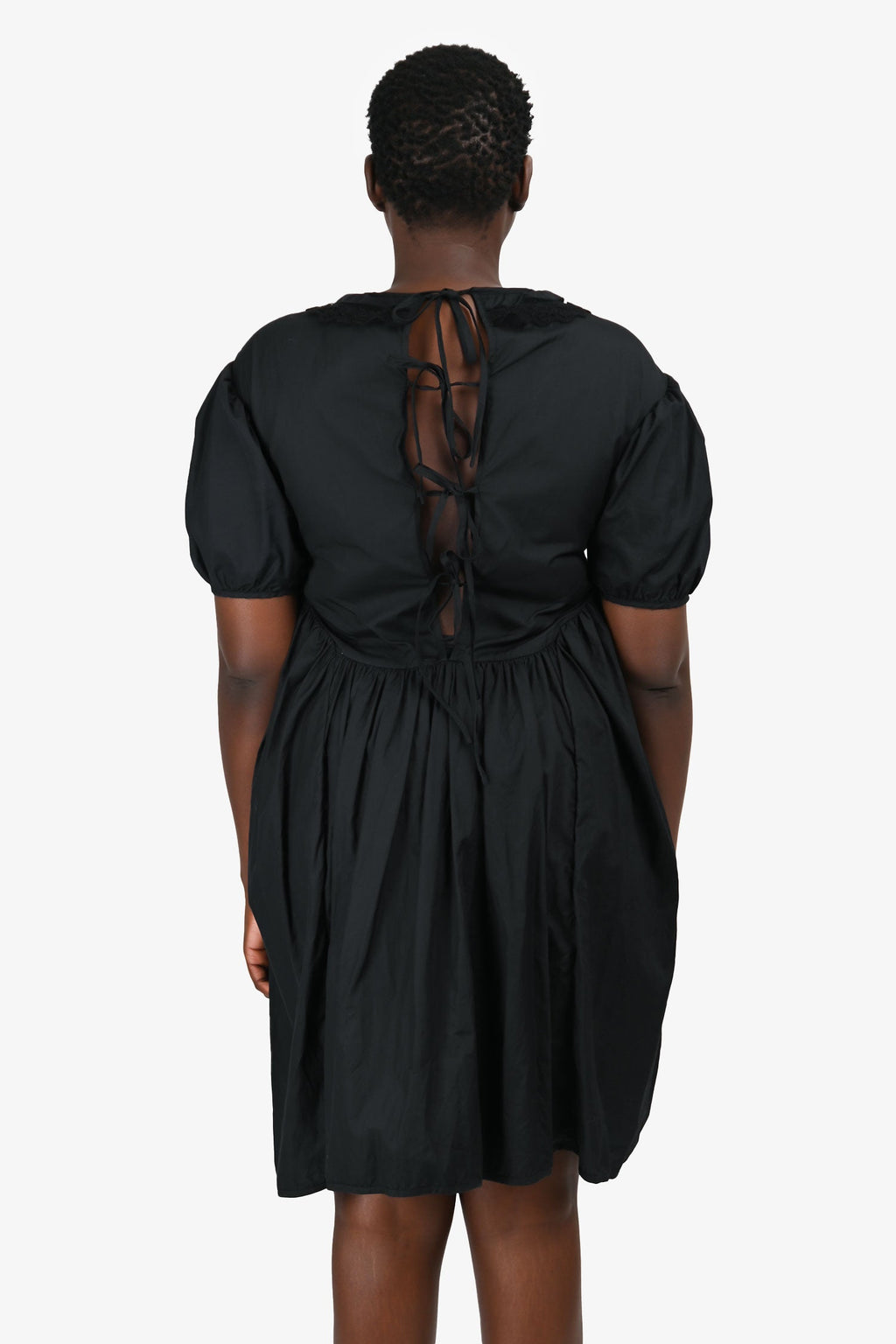 Cecilie Bahnsen Black Lace Collar Puff Midi Dress Size 8 US