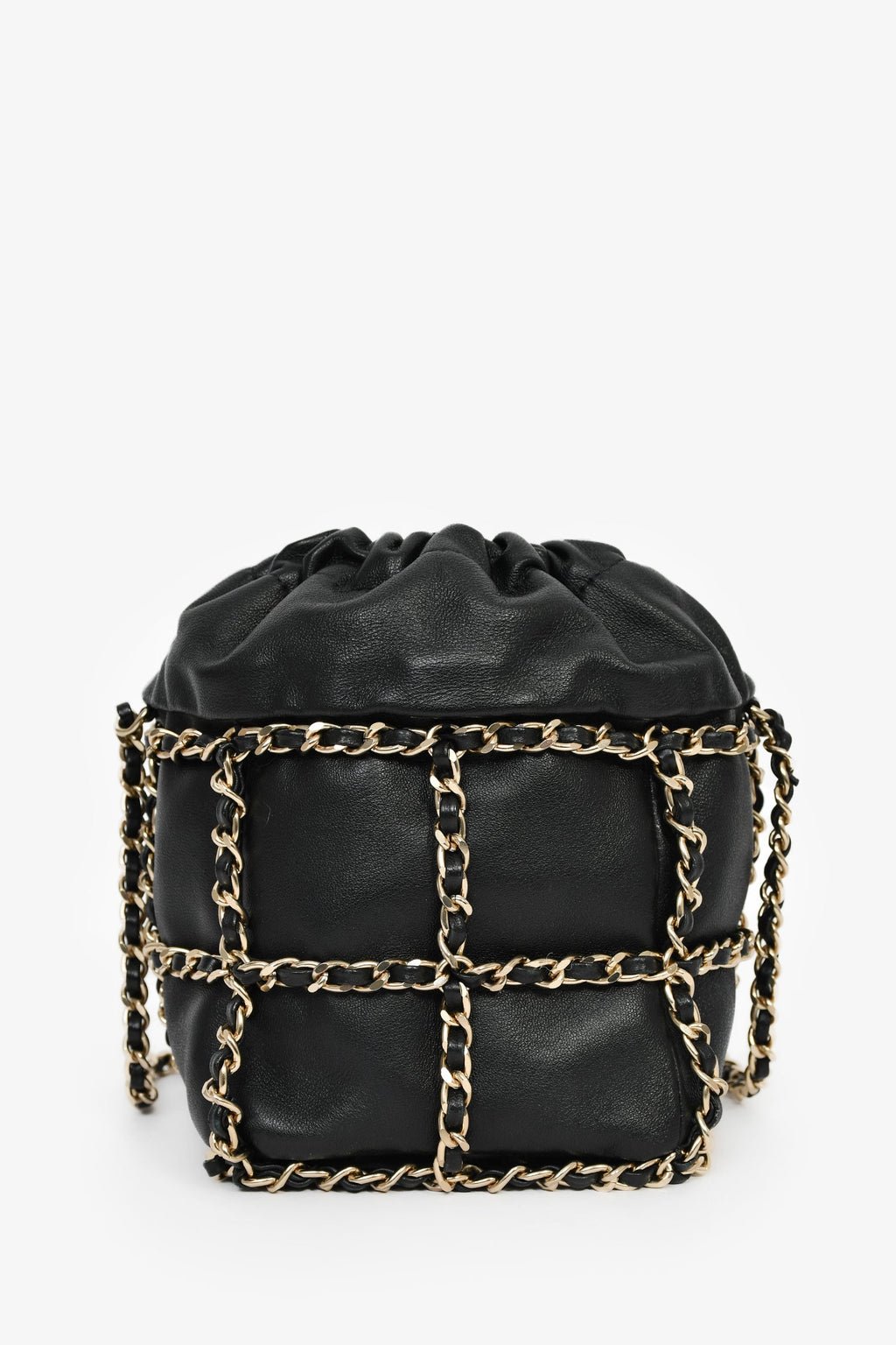 Pre-Loved Chanel™ 2019-20 Black Lambskin Drawstring Bucket Bag