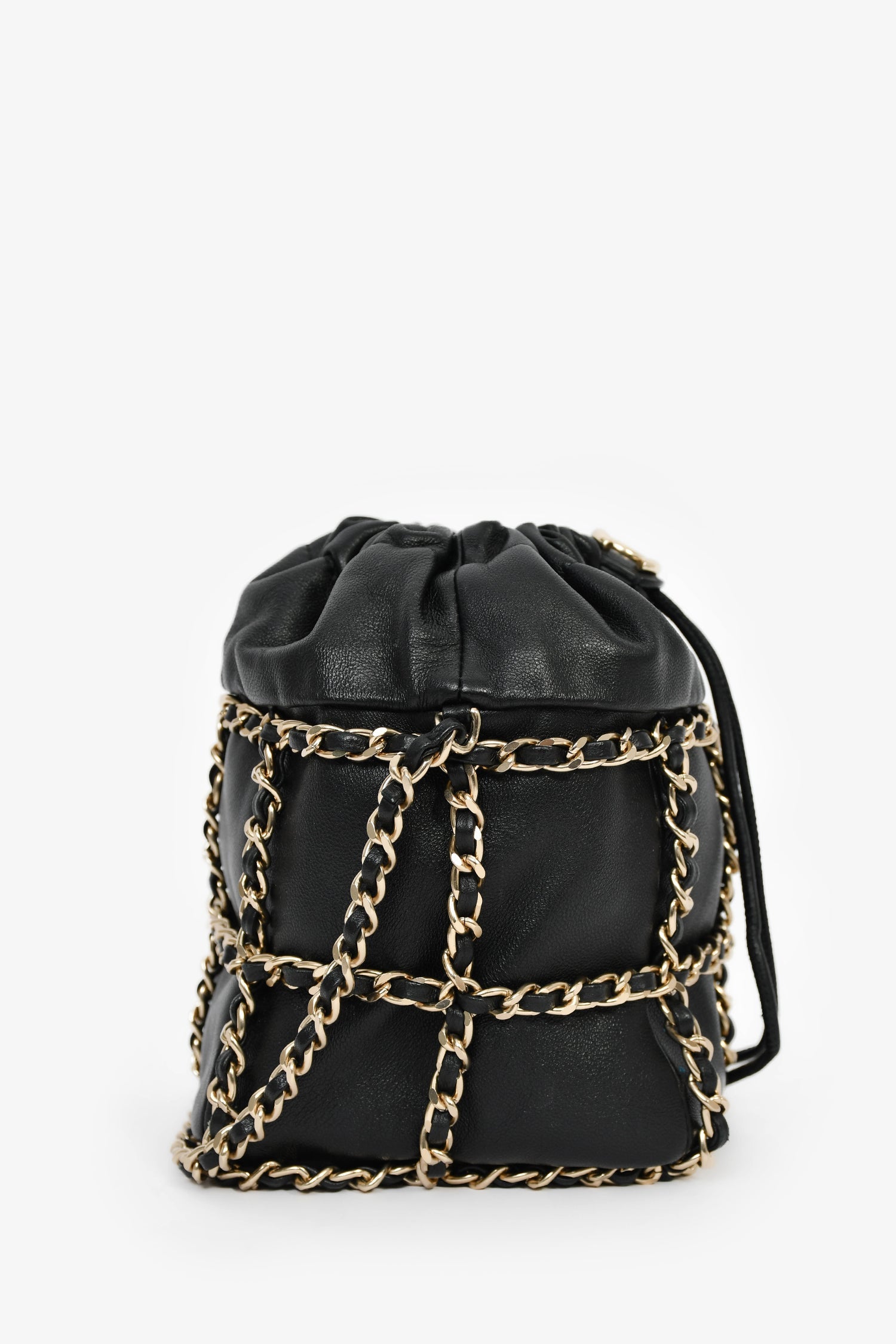 Pre-Loved Chanel™ 2019-20 Black Lambskin Drawstring Bucket Bag