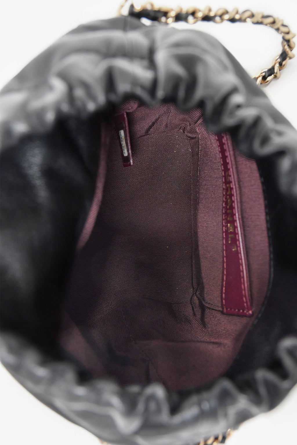 Pre-Loved Chanel™ 2019-20 Black Lambskin Drawstring Bucket Bag