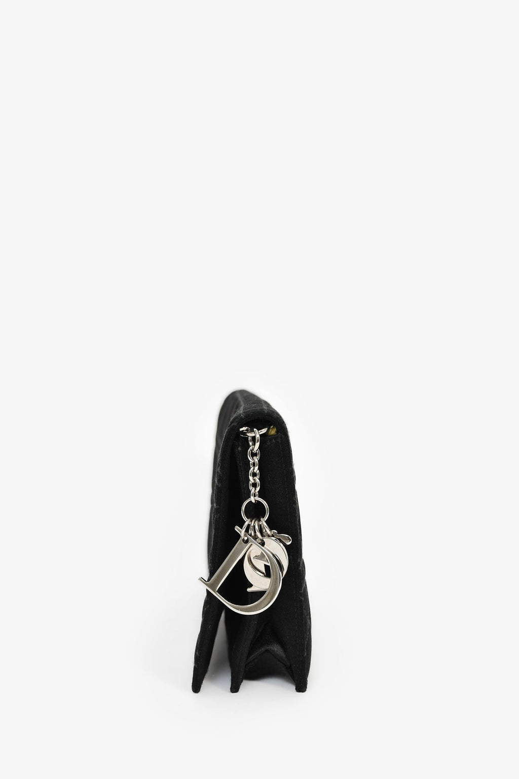 Christian Dior 2008 Black Satin Cannage Clutch On Chain
