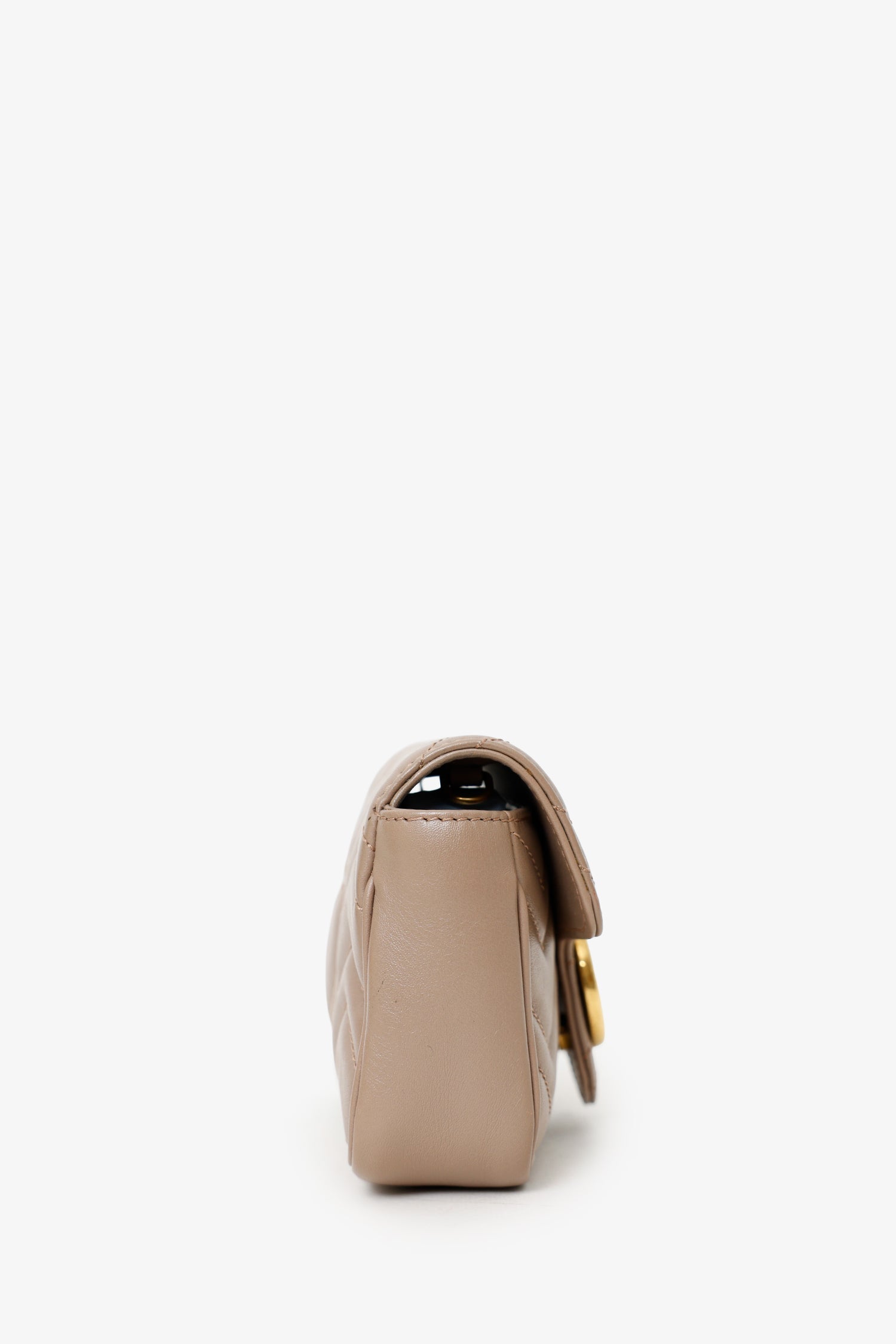 Gucci Nude Leather GG Marmont Super Mini Crossbody Bag