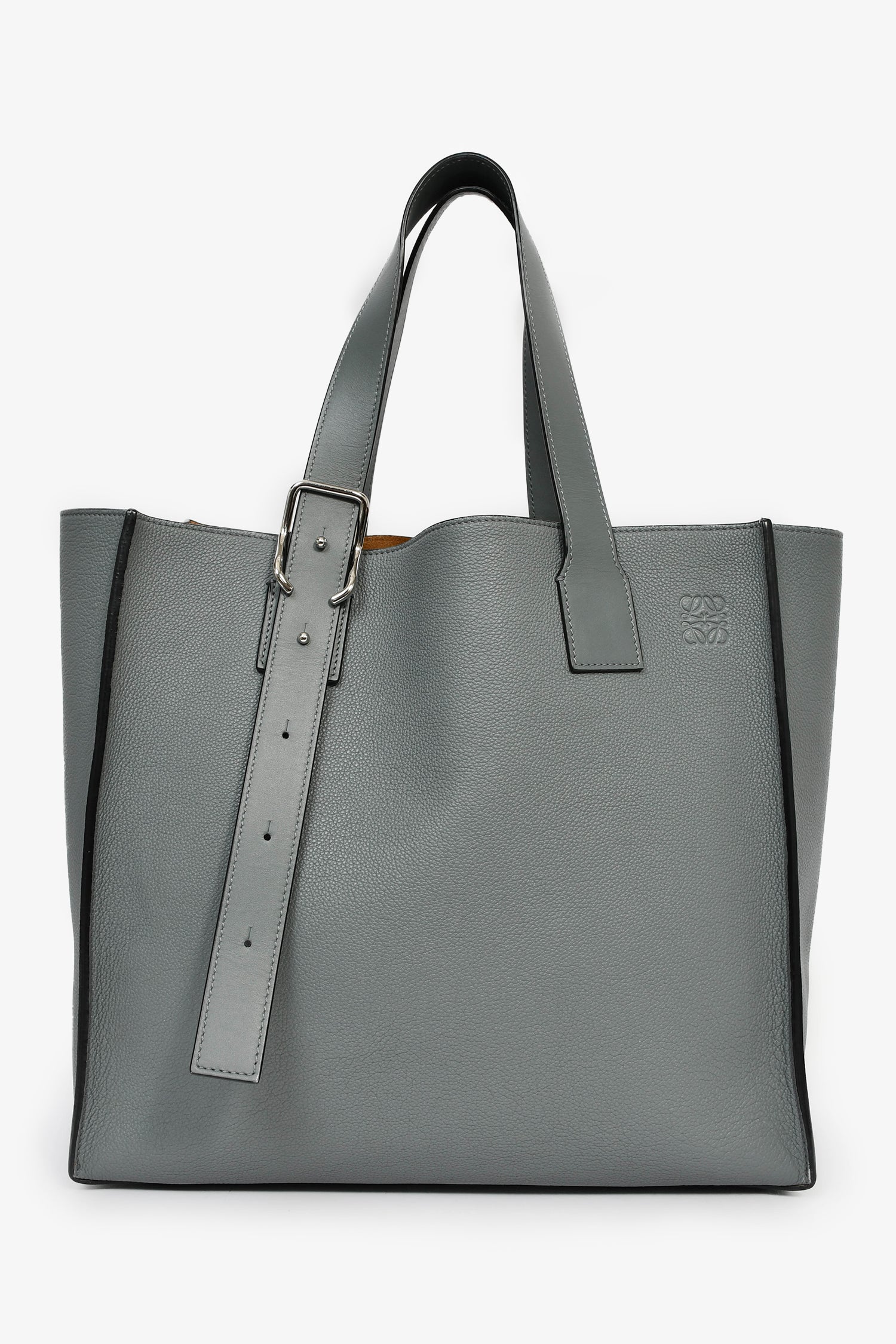 Loewe 2019 Asphalt Grey Leather Buckle Tote