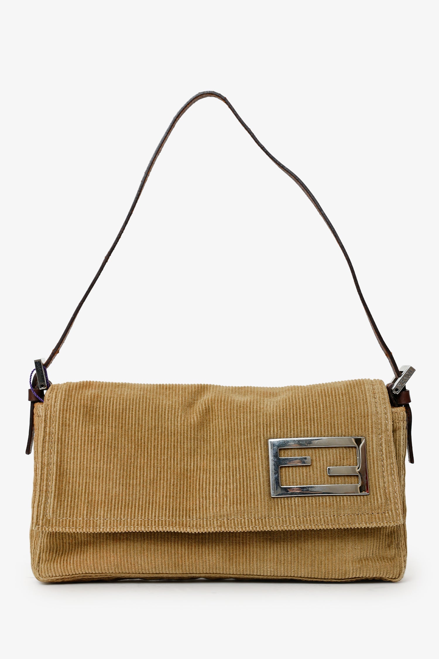 Fendi Brown Corduroy Baguette Pochette