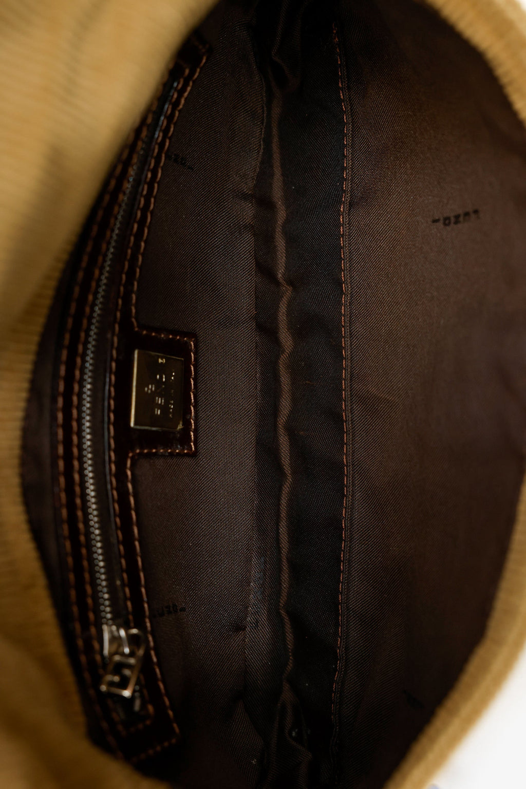 Fendi Brown Corduroy Baguette Pochette