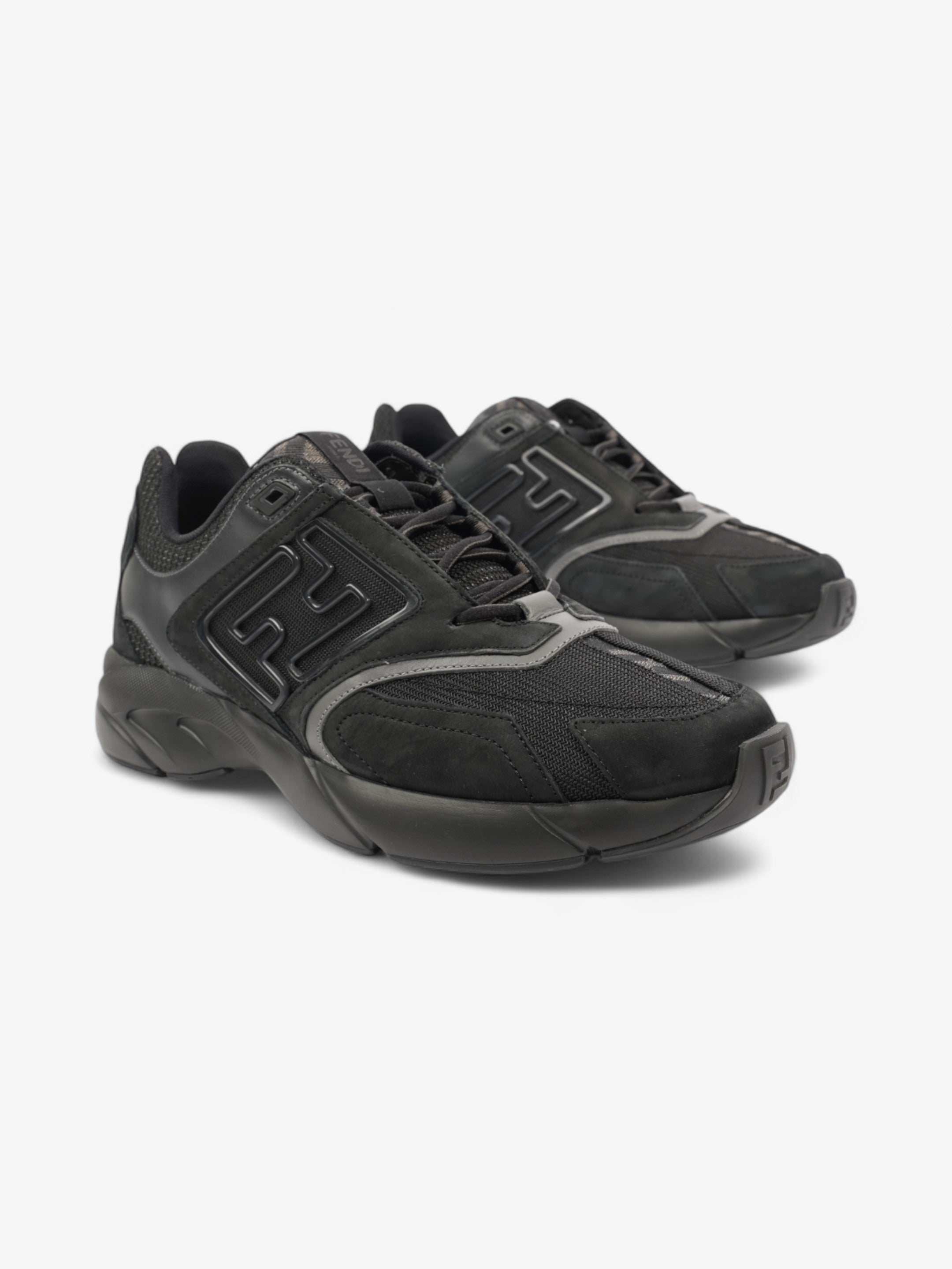 Fendi FF Runner Sneakers Black Mesh EU 42 UK 8