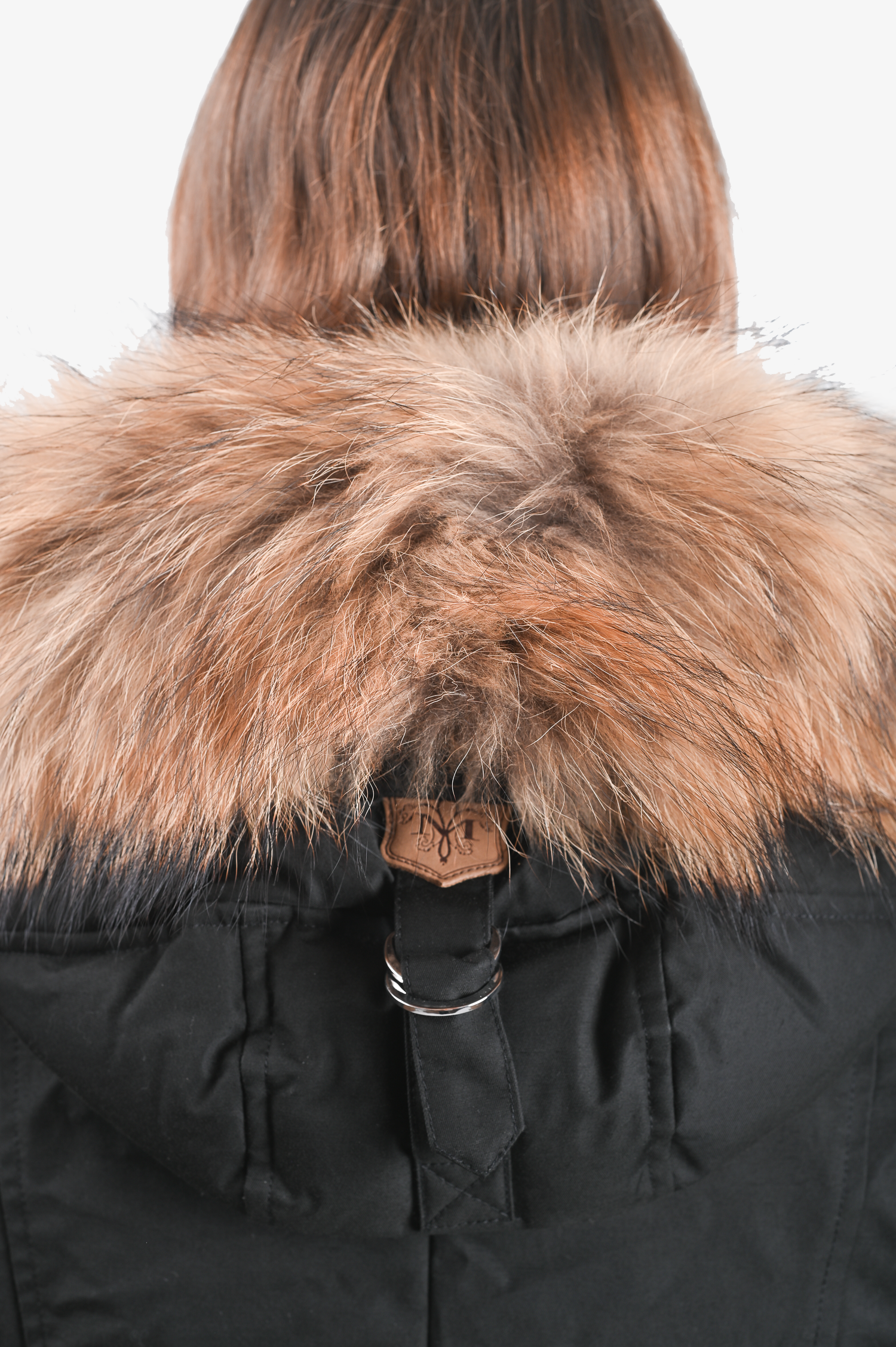 Mackage Black Leather Trim Down Parka with Tan Fur Hood Size S
