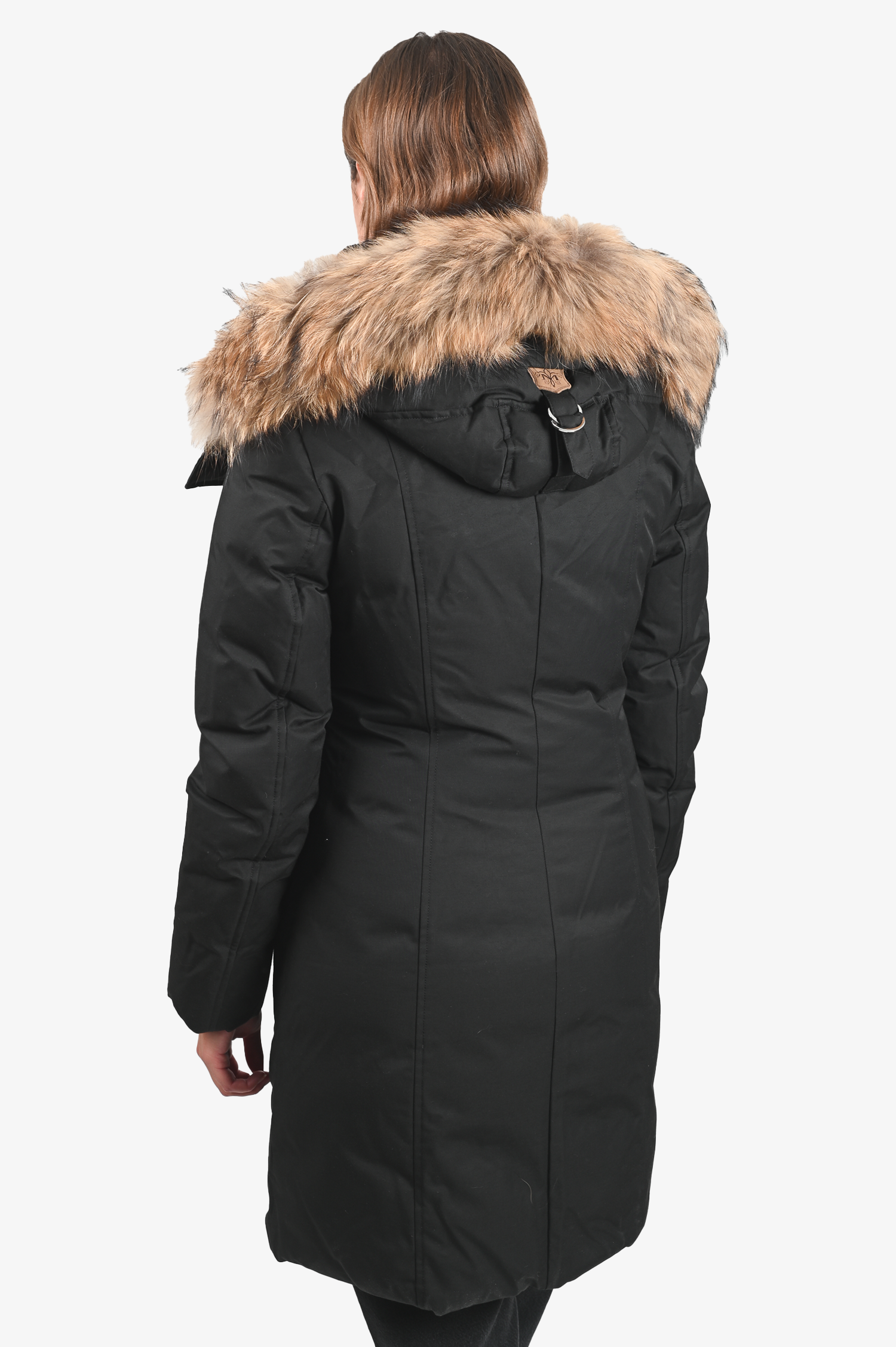 Mackage Black Leather Trim Down Parka with Tan Fur Hood Size S