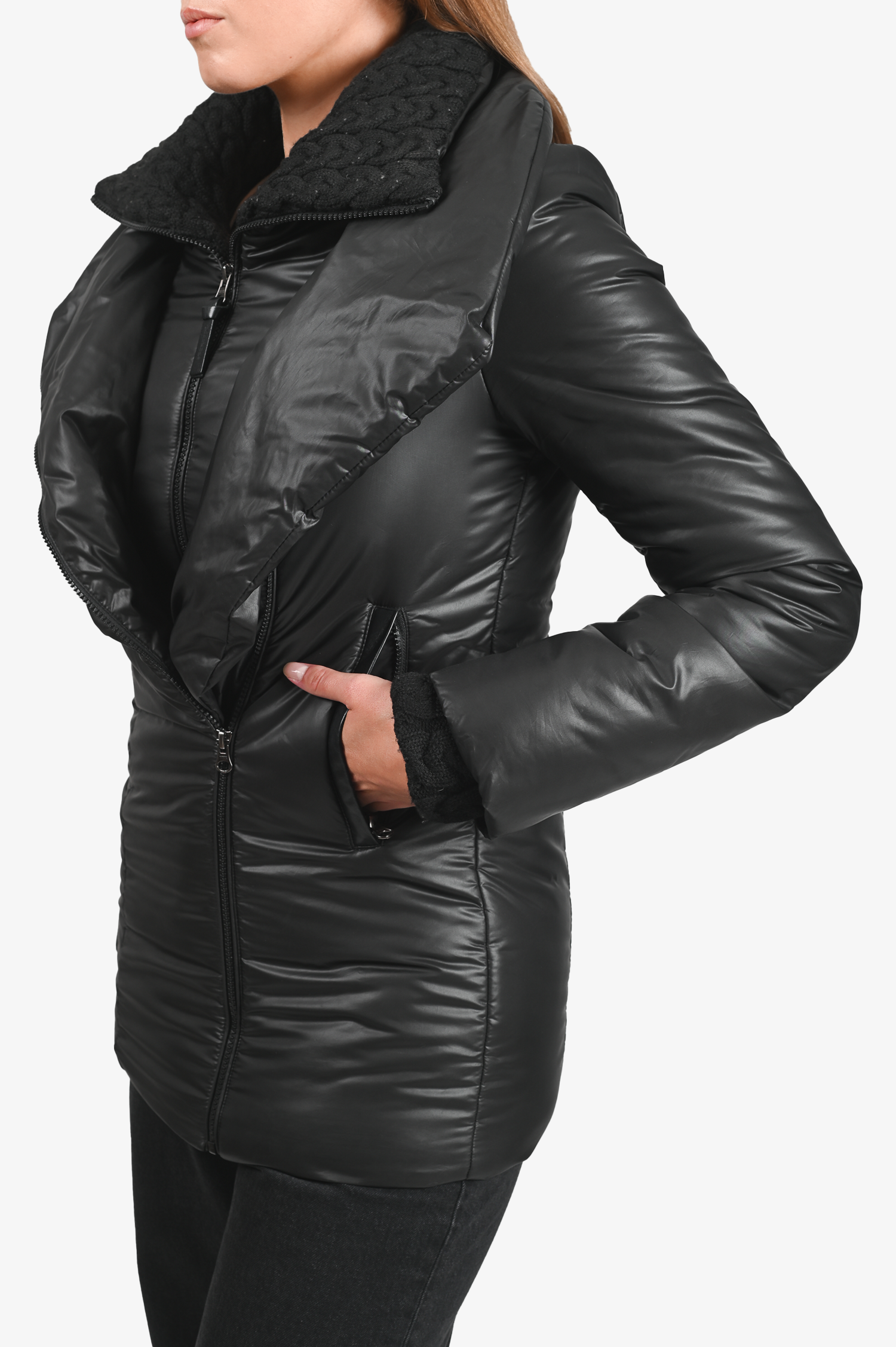Mackage Black Nylon Knit Collar Jacket Size XS