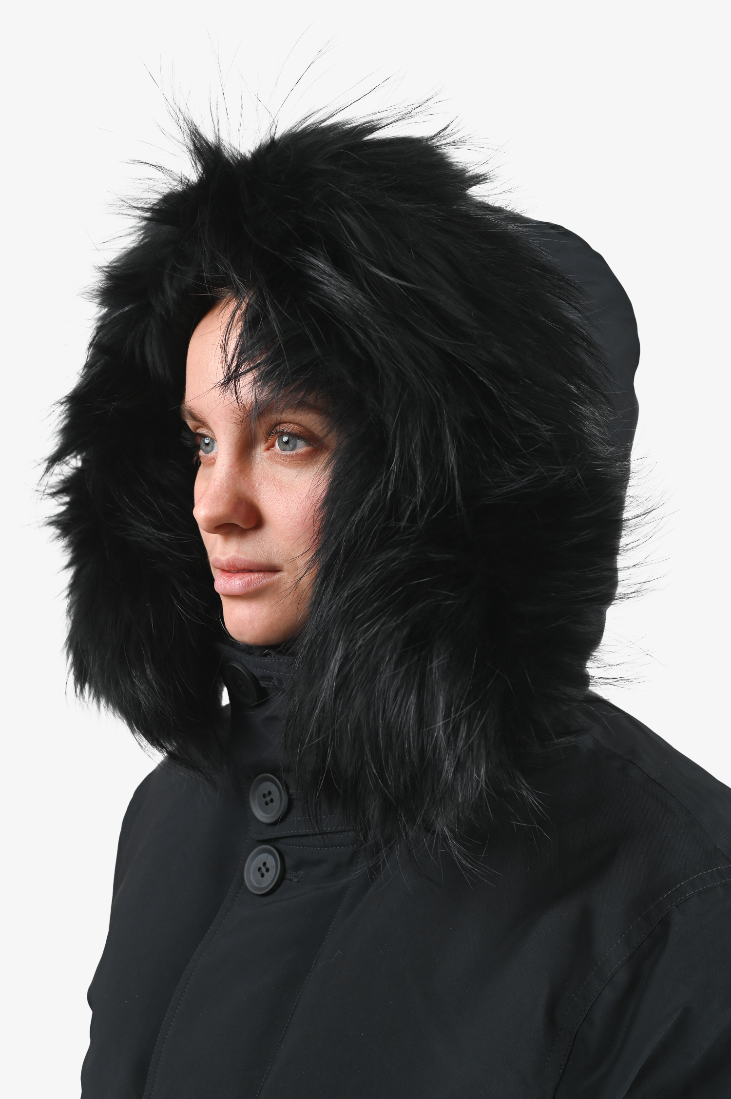 Mackage Blue Quilted Down Parka with Fur Hood Size M